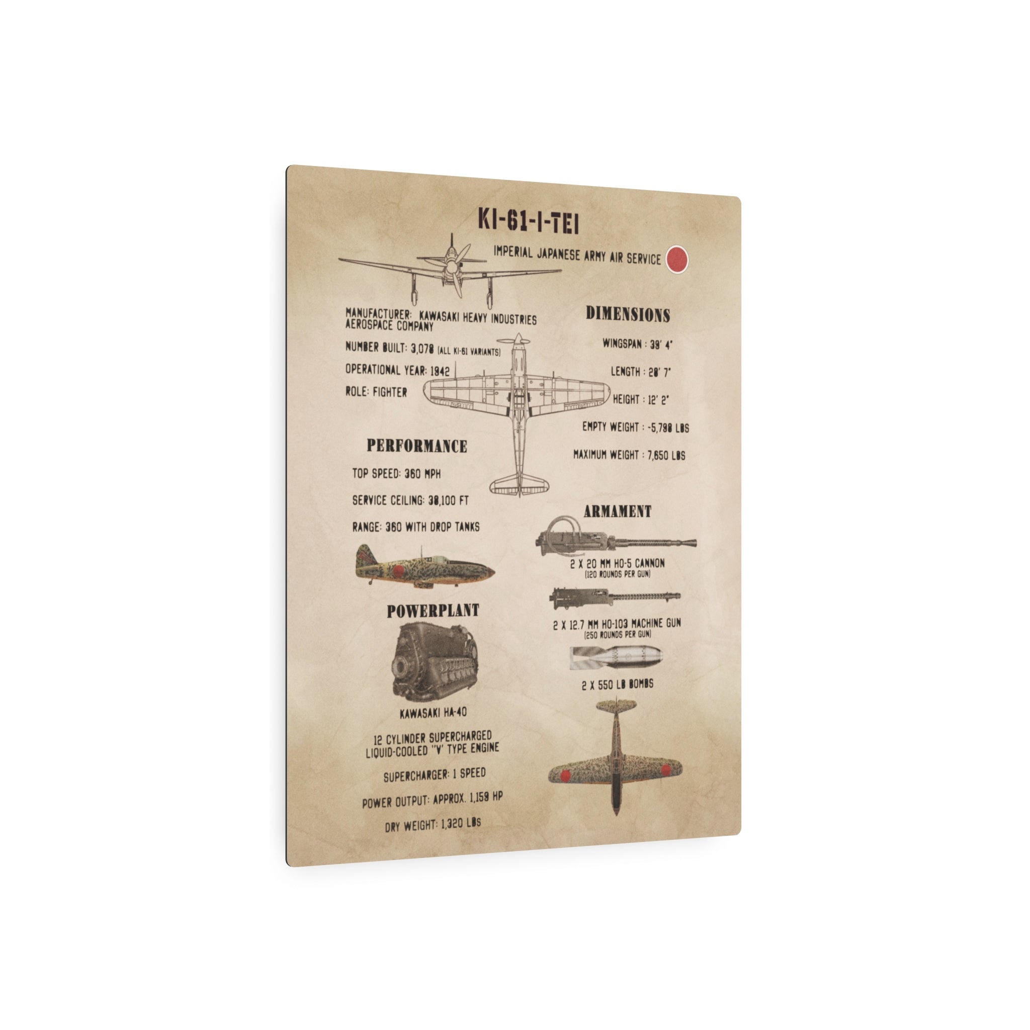 Metal Poster | Ki-61-I Tei Specs