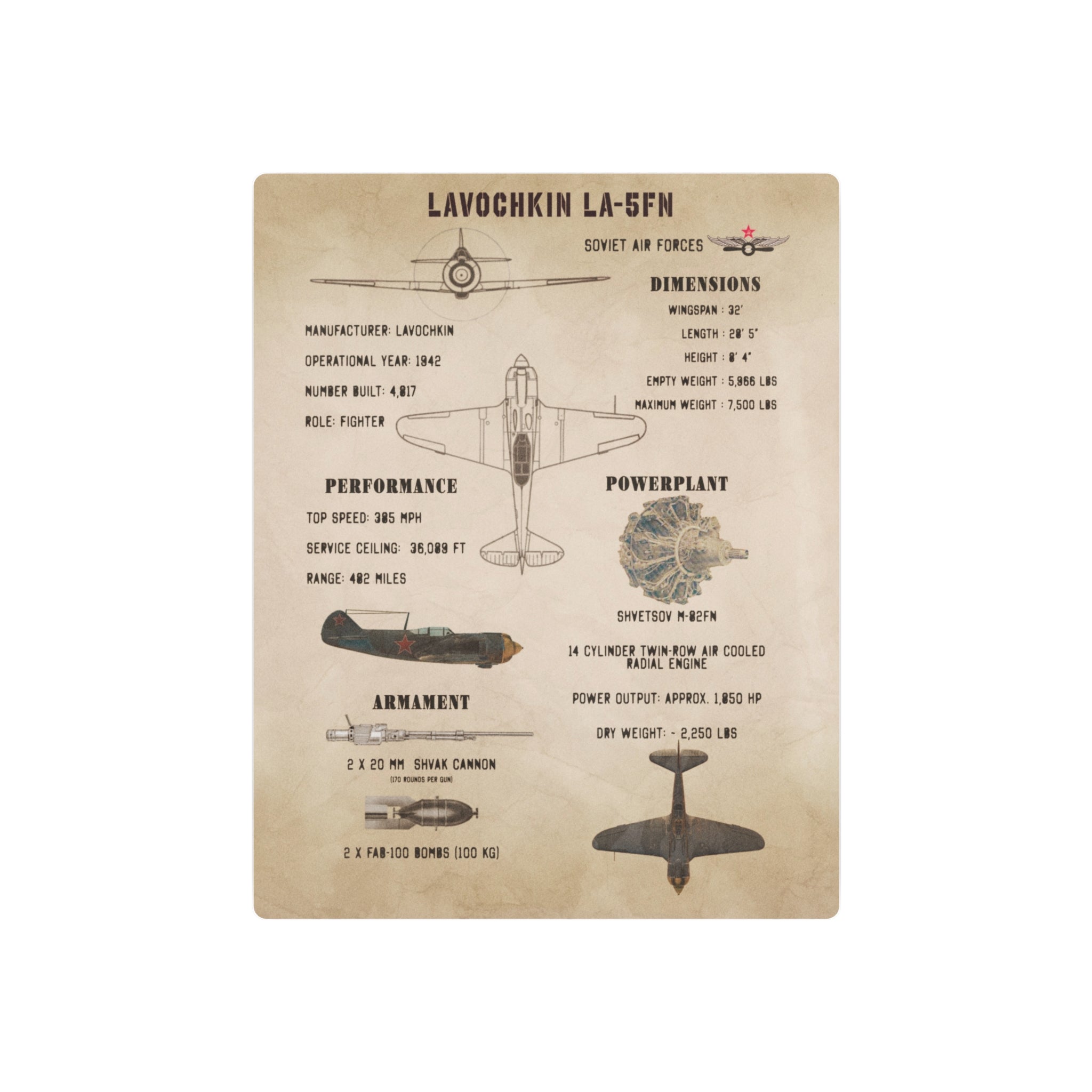 Metal Poster | Lavochkin La-5FN Specs