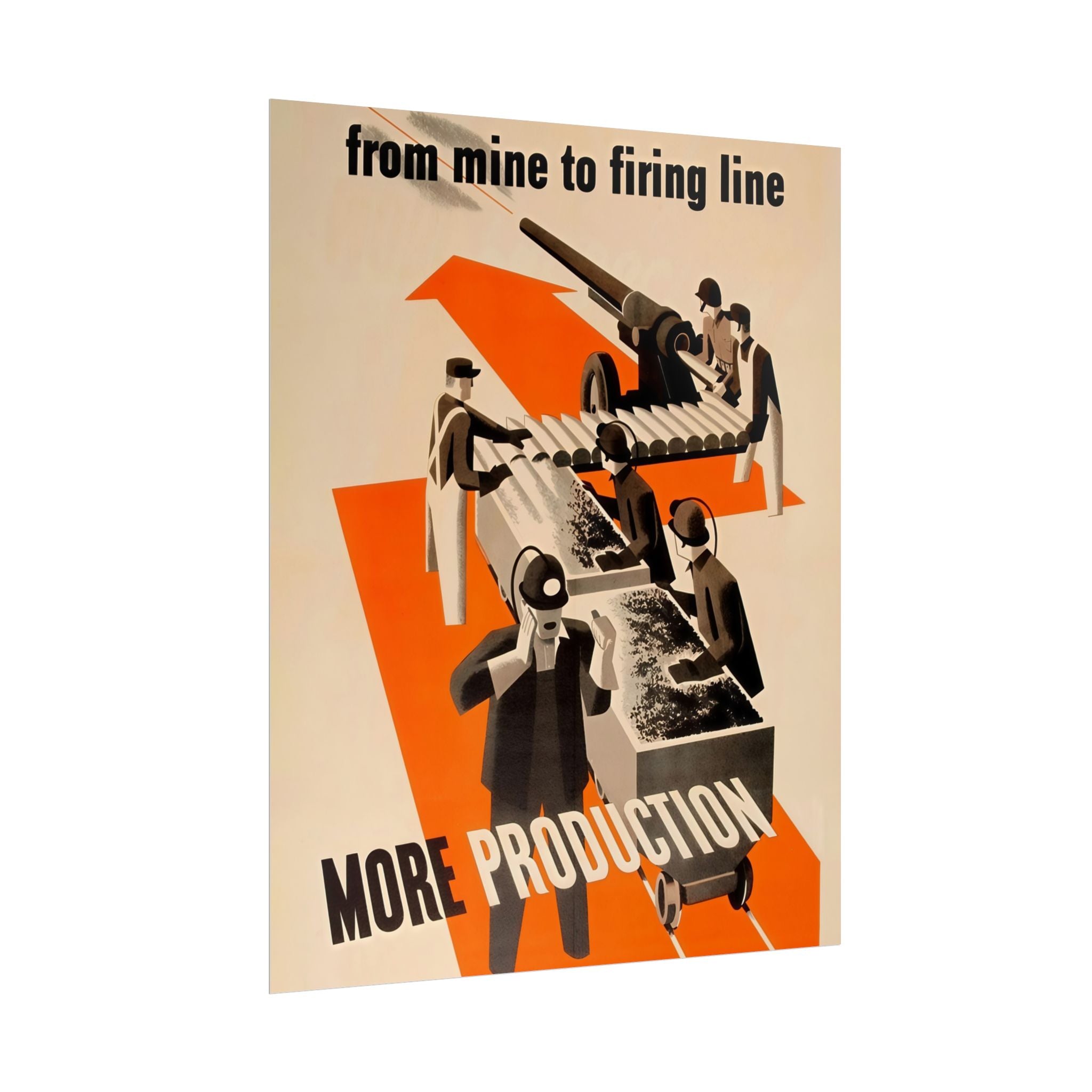 Vintage Glossy Poster | WW2 "Mine to firing Line" Propaganda Poster