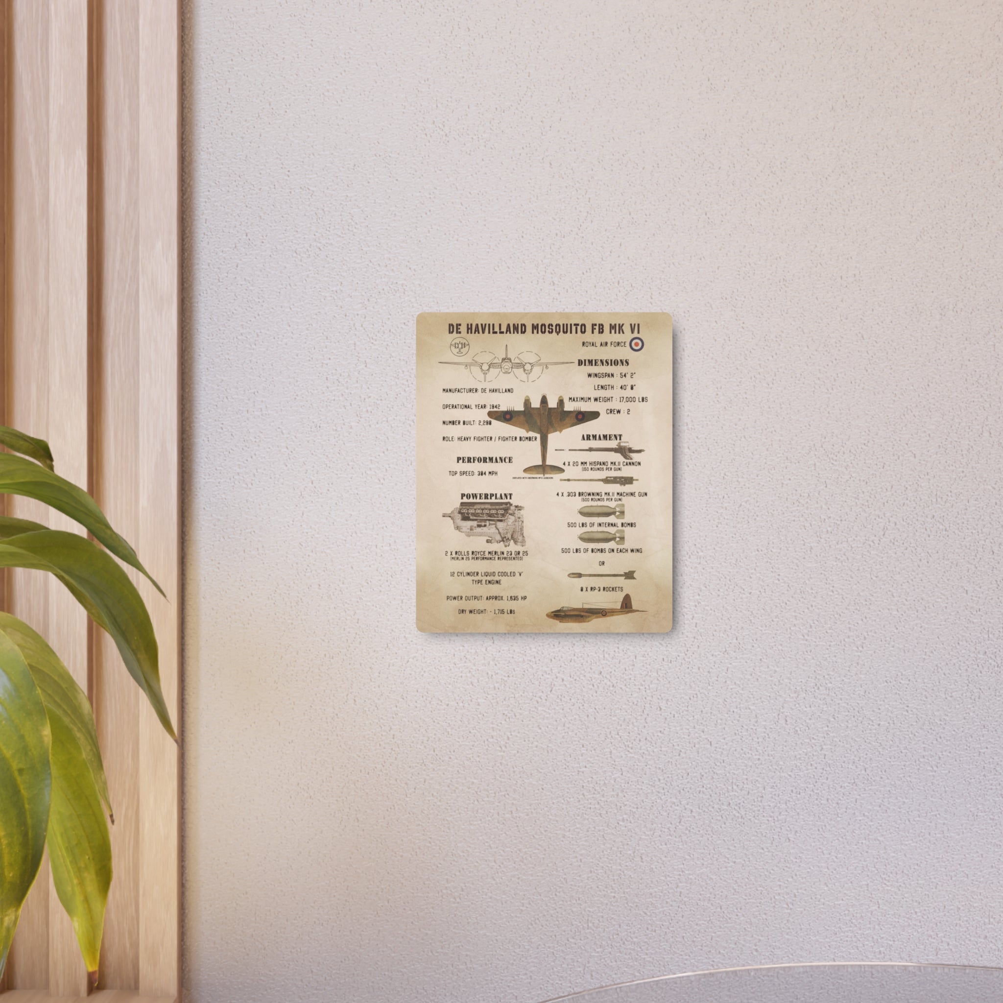 Metal Poster | Mosquito FB Mk VI Specs