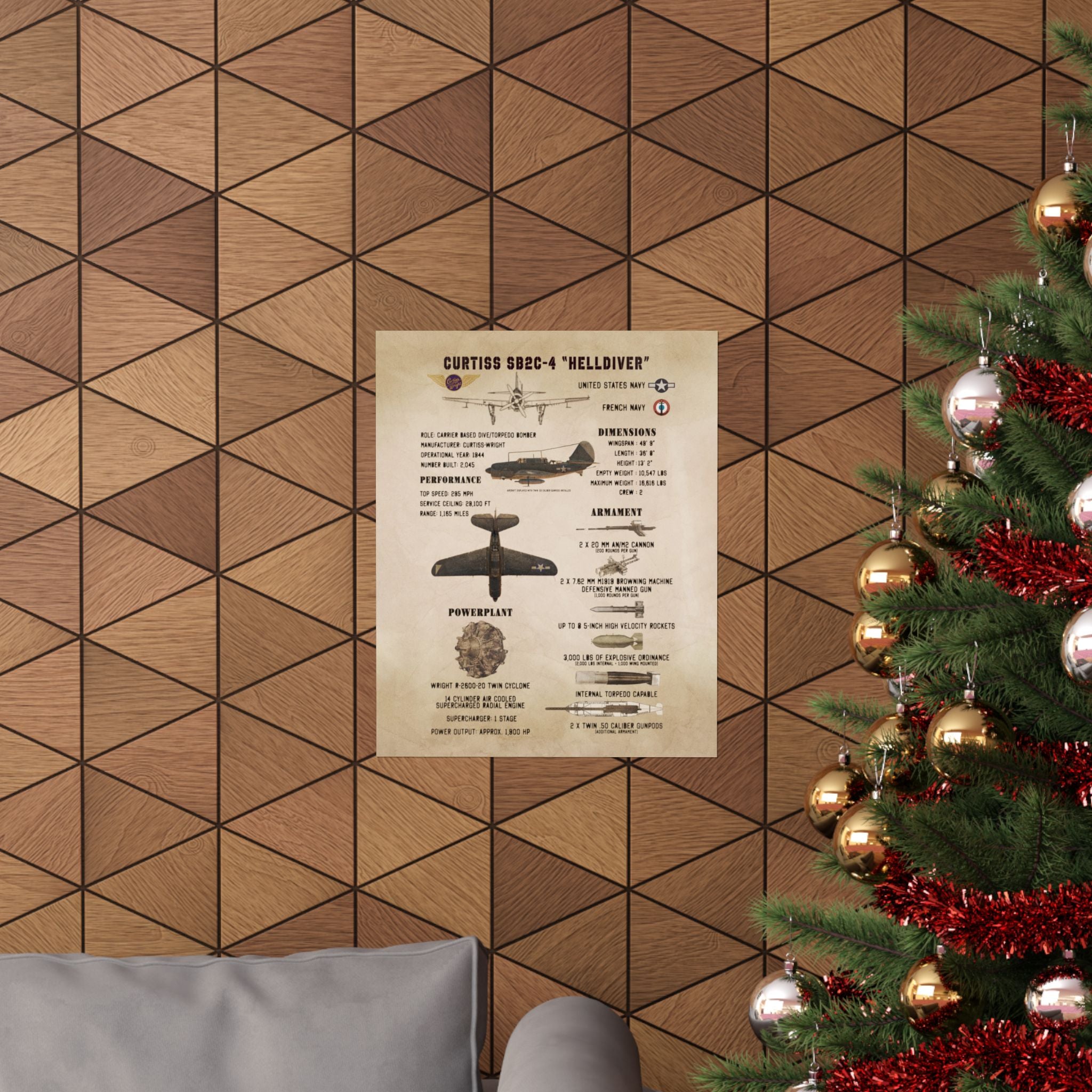 Matte Poster | Curtiss SB2C-4 "Helldiver" Specs