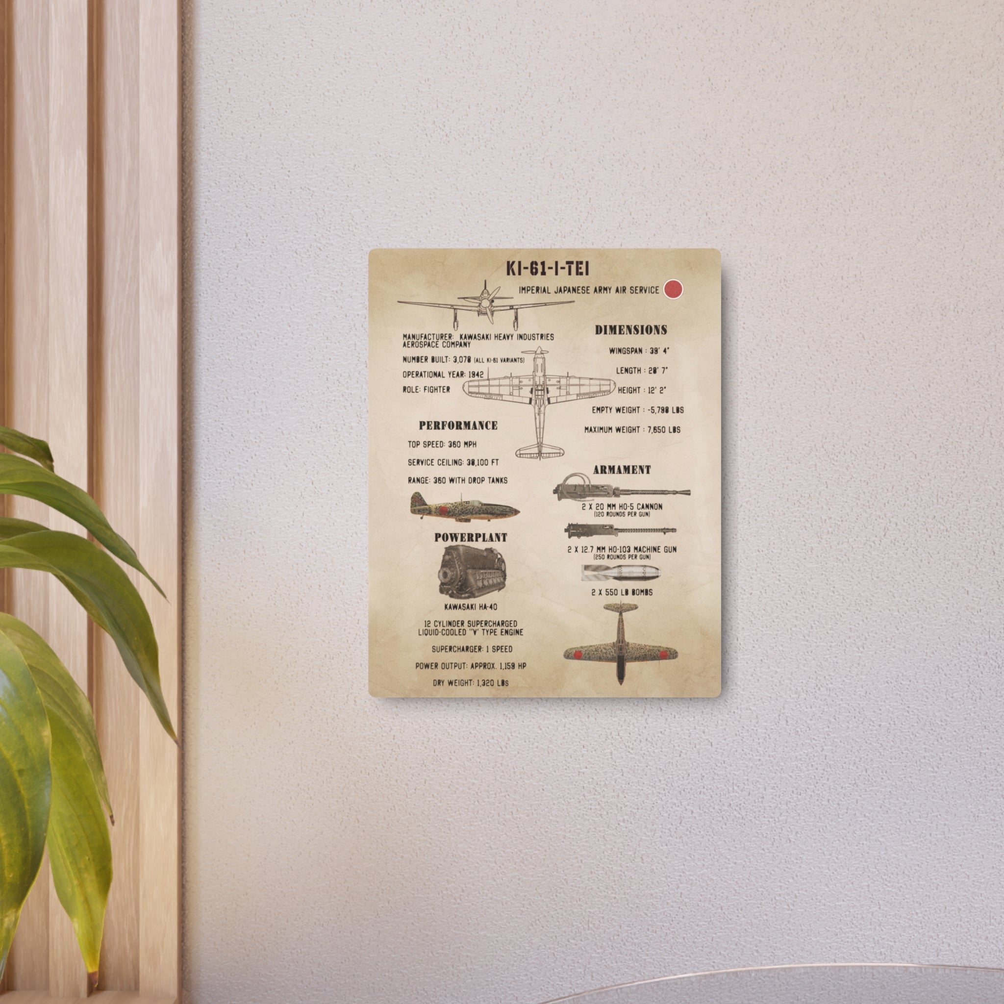 Metal Poster | Ki-61-I Tei Specs
