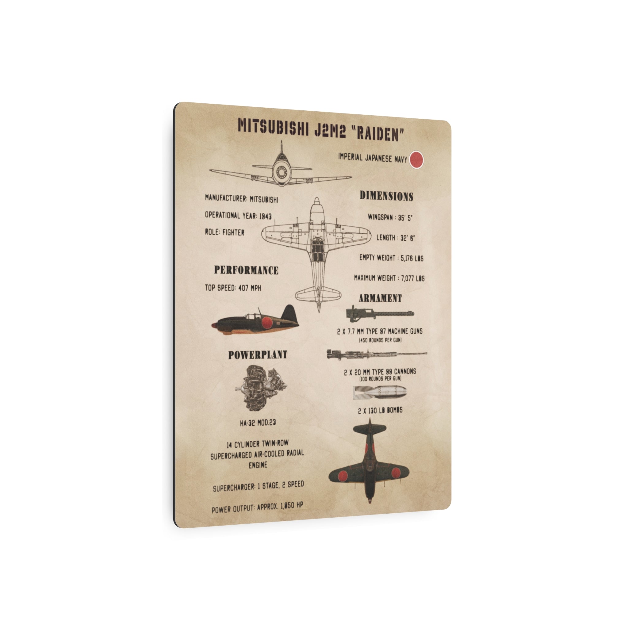 Metal Poster | J2M2 "Raiden" Specs