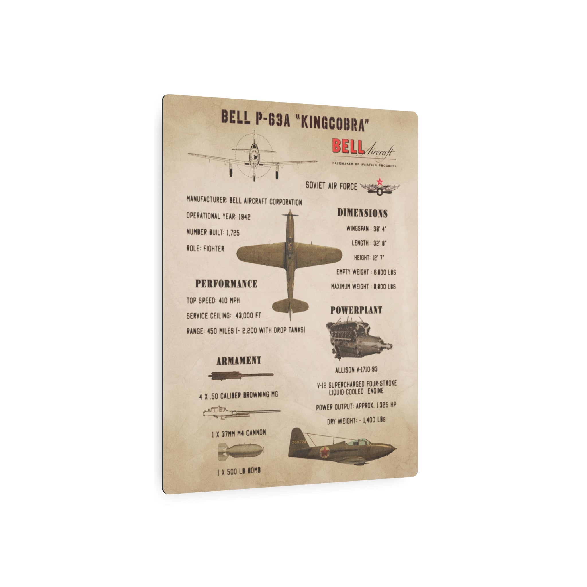 Metal Poster | P-63A "Kingcobra" Specs