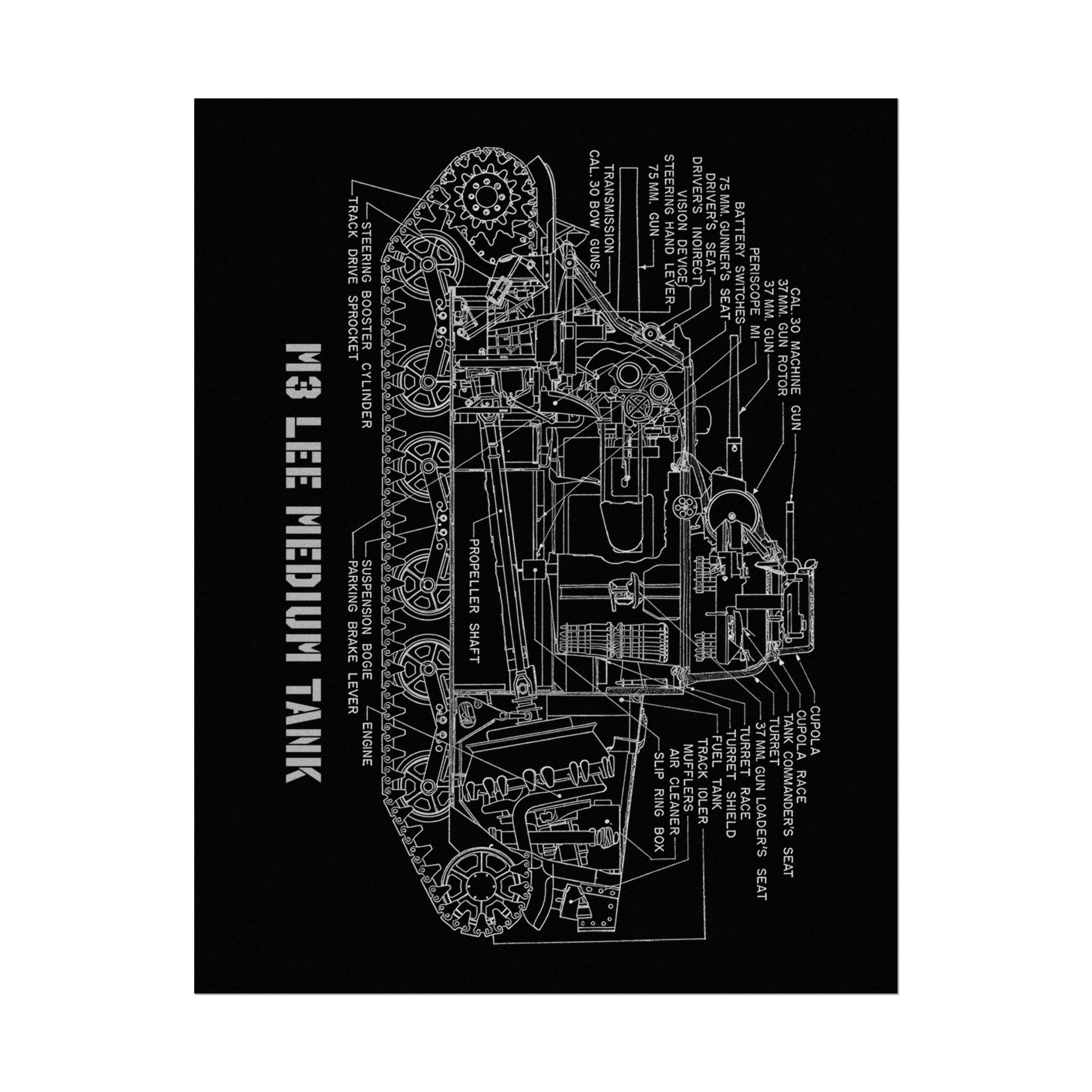 Vintage Glossy Poster | M3 Lee Tank Cutaway