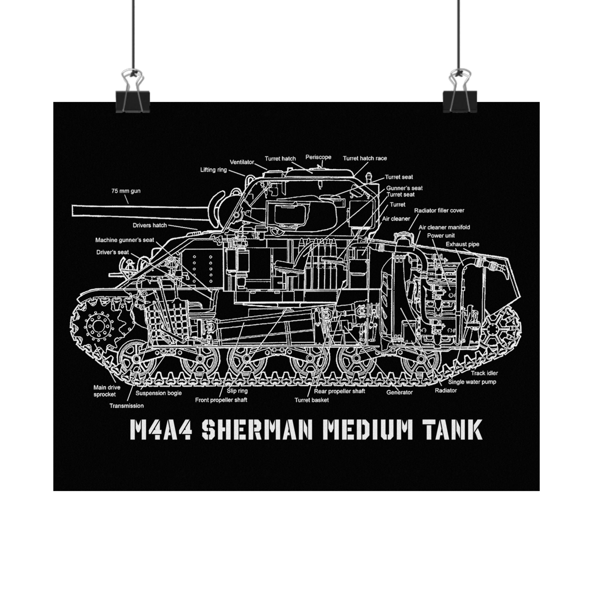 Matte Poster | M4A4 Sherman Tank Cutaway