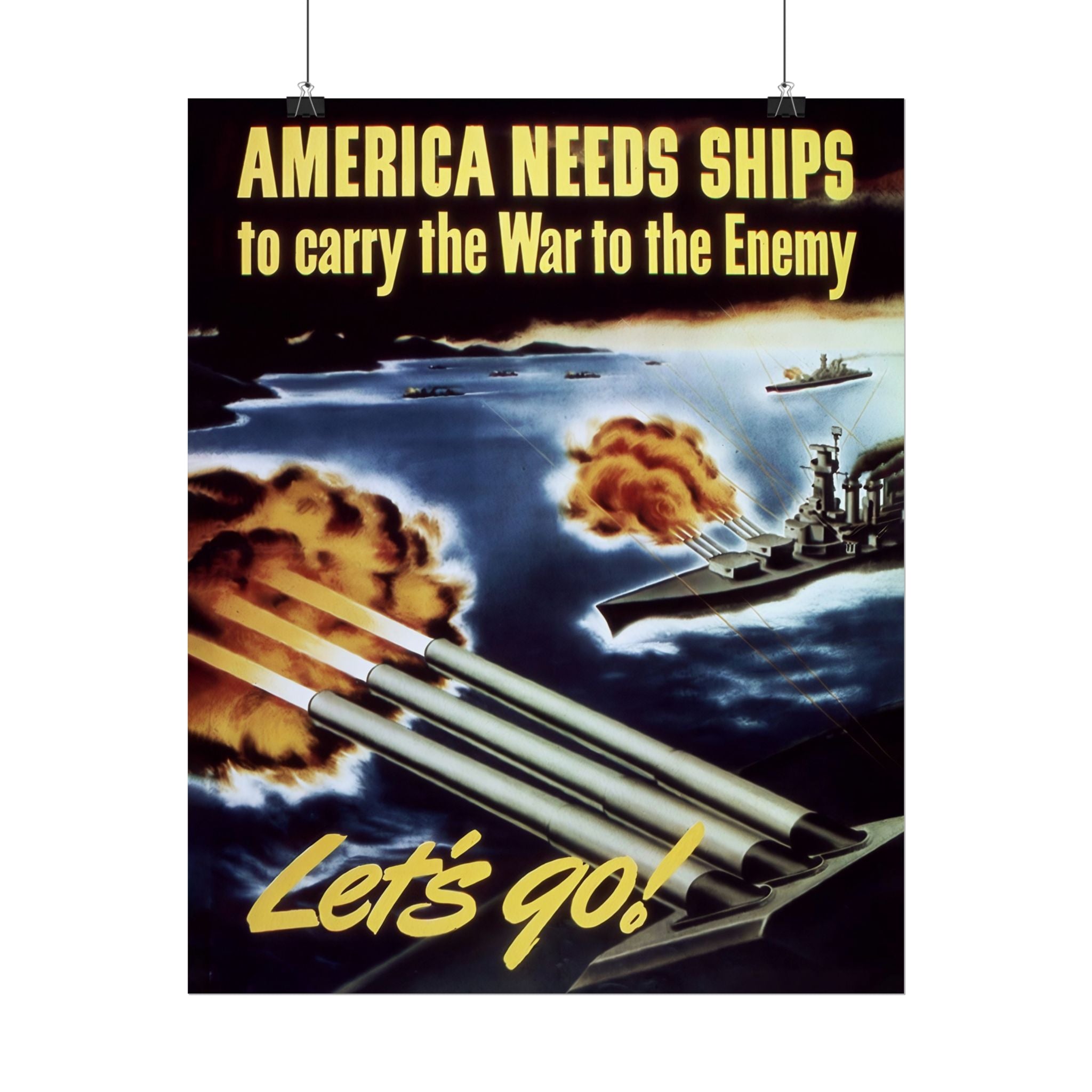 Vintage Glossy Poster | WW2 "America Needs Ships" Propaganda Poster