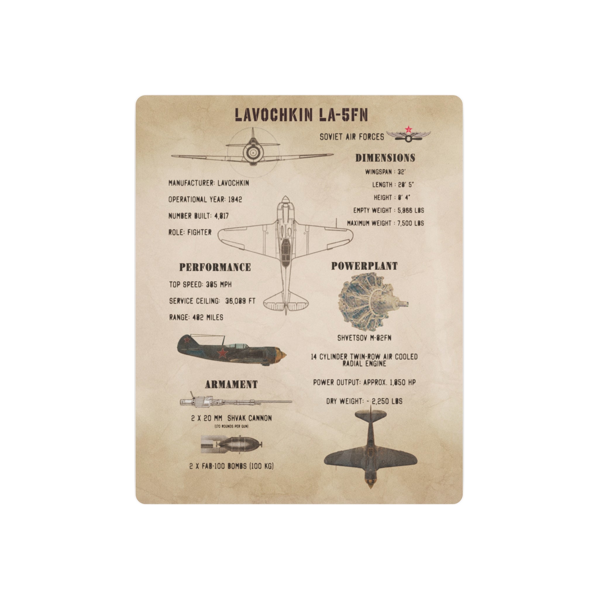 Metal Poster | Lavochkin La-5FN Specs