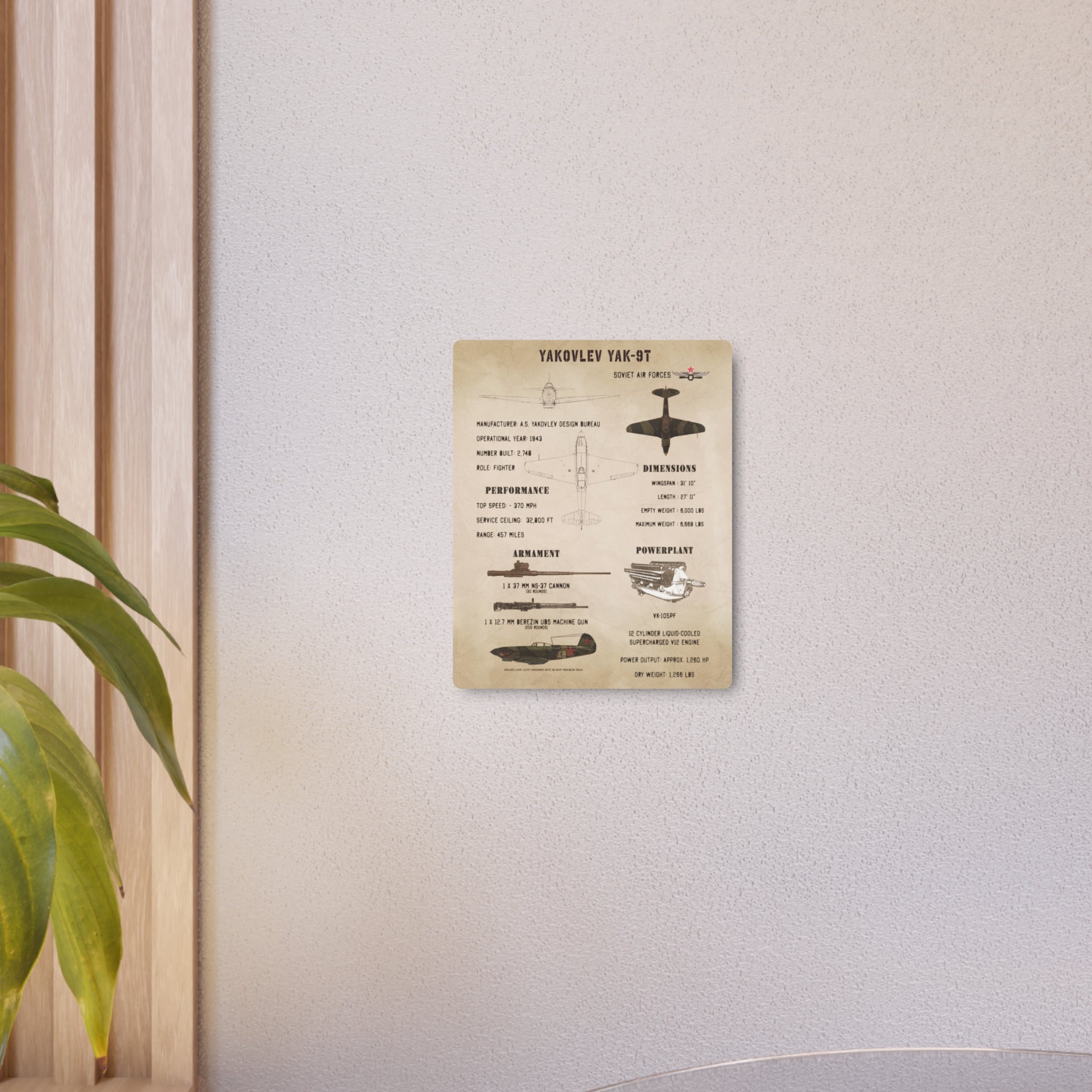 Metal Poster | Yakovlev Yak-9T Specs