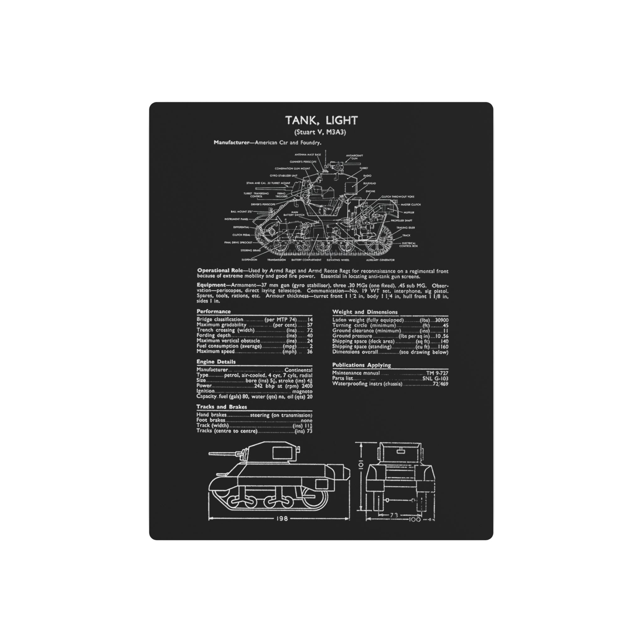 Metal Poster | Stuart M3A3 Light Tank Specs