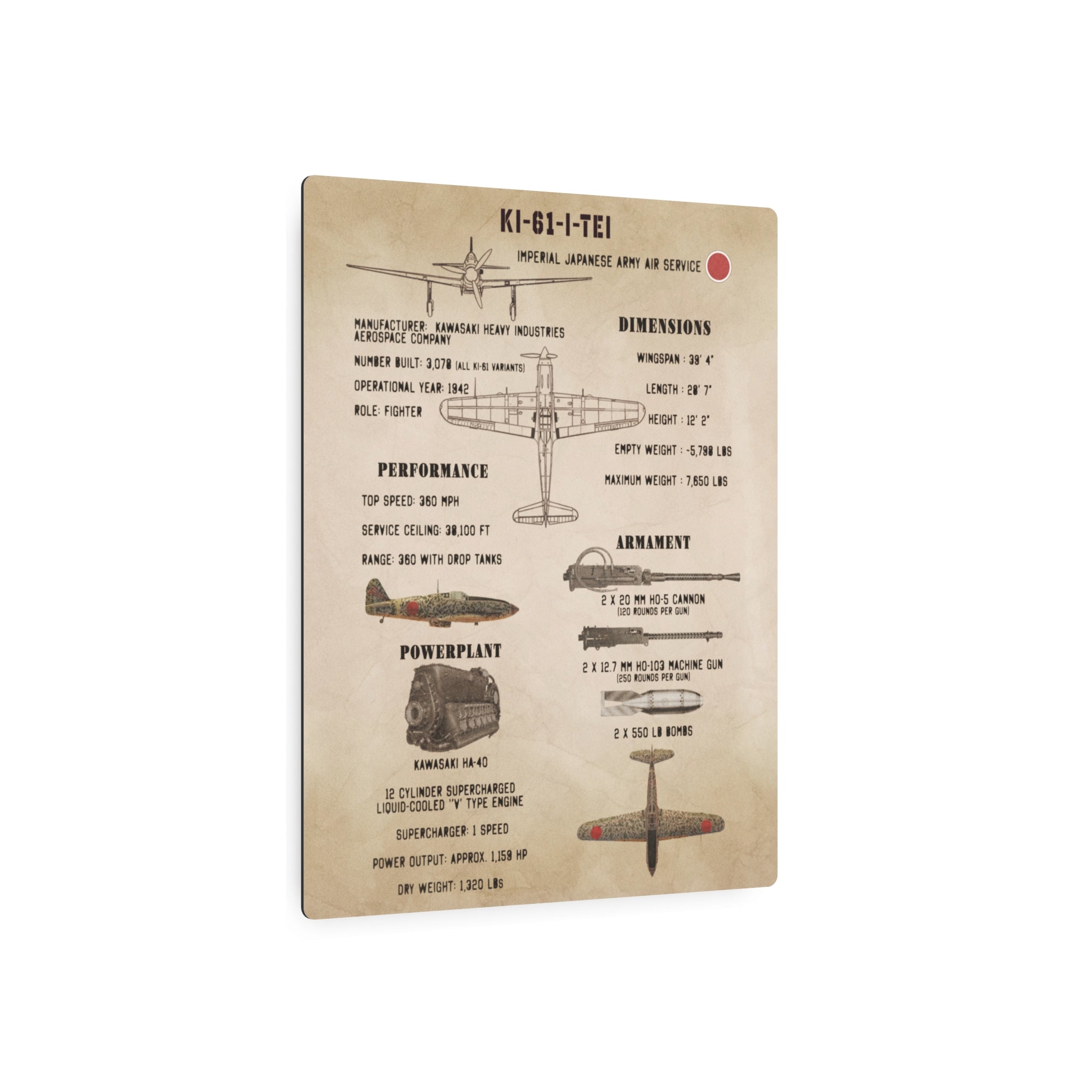 Metal Poster | Ki-61-I Tei Specs