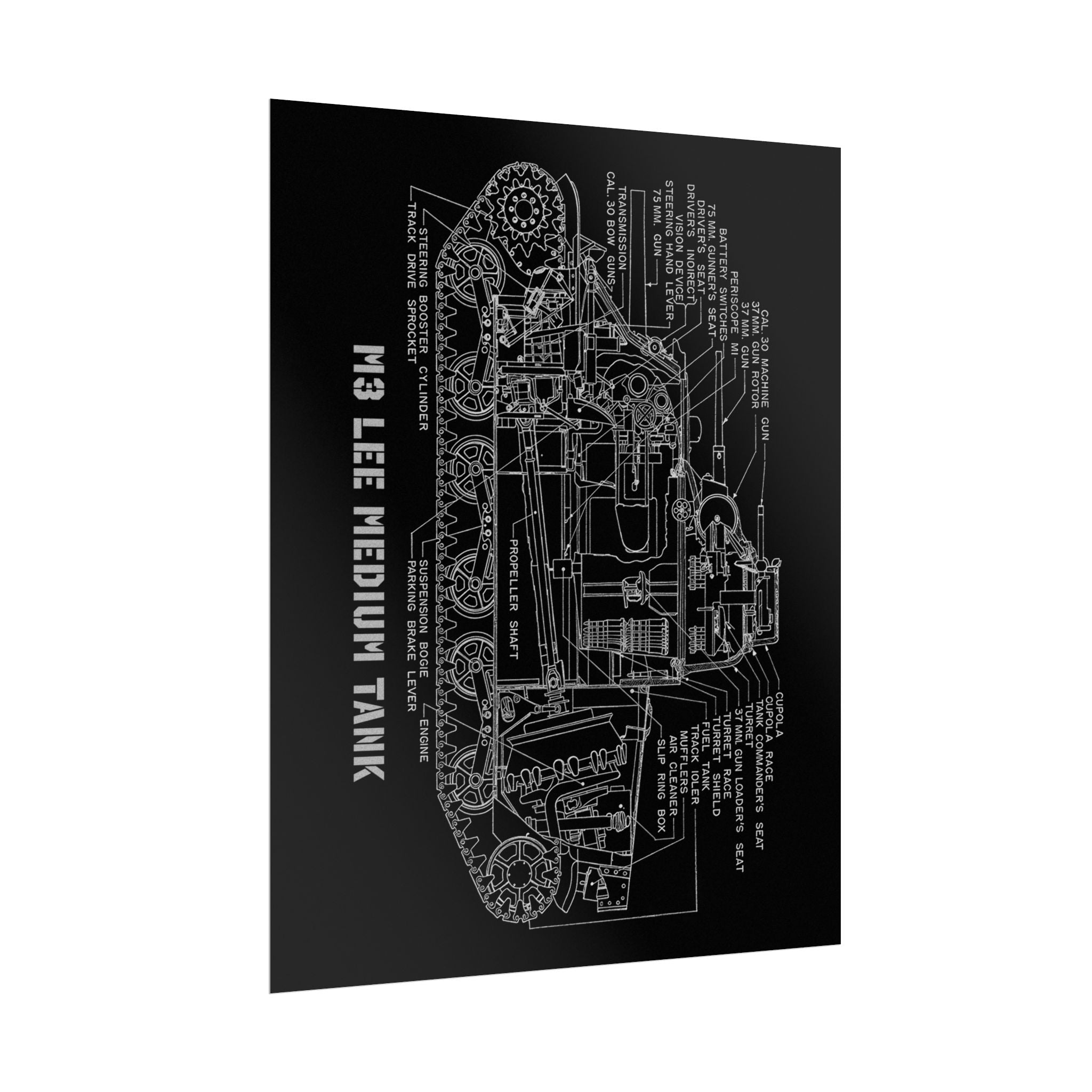 Vintage Glossy Poster | M3 Lee Tank Cutaway