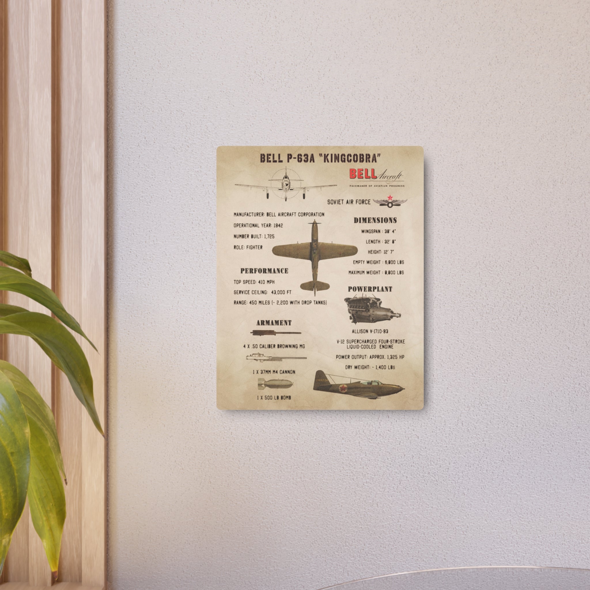 Metal Poster | P-63A "Kingcobra" Specs
