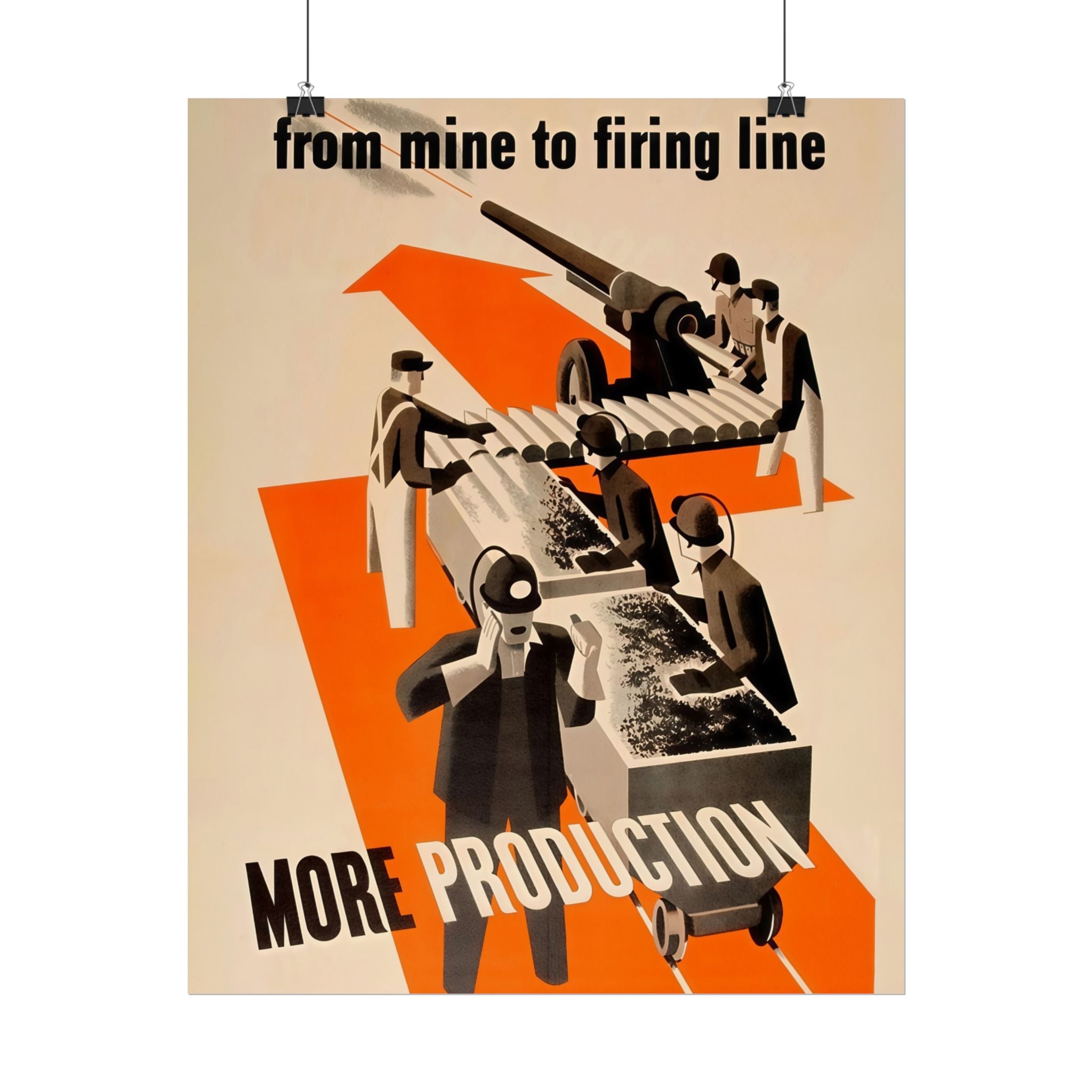 Vintage Glossy Poster | WW2 "Mine to firing Line" Propaganda Poster