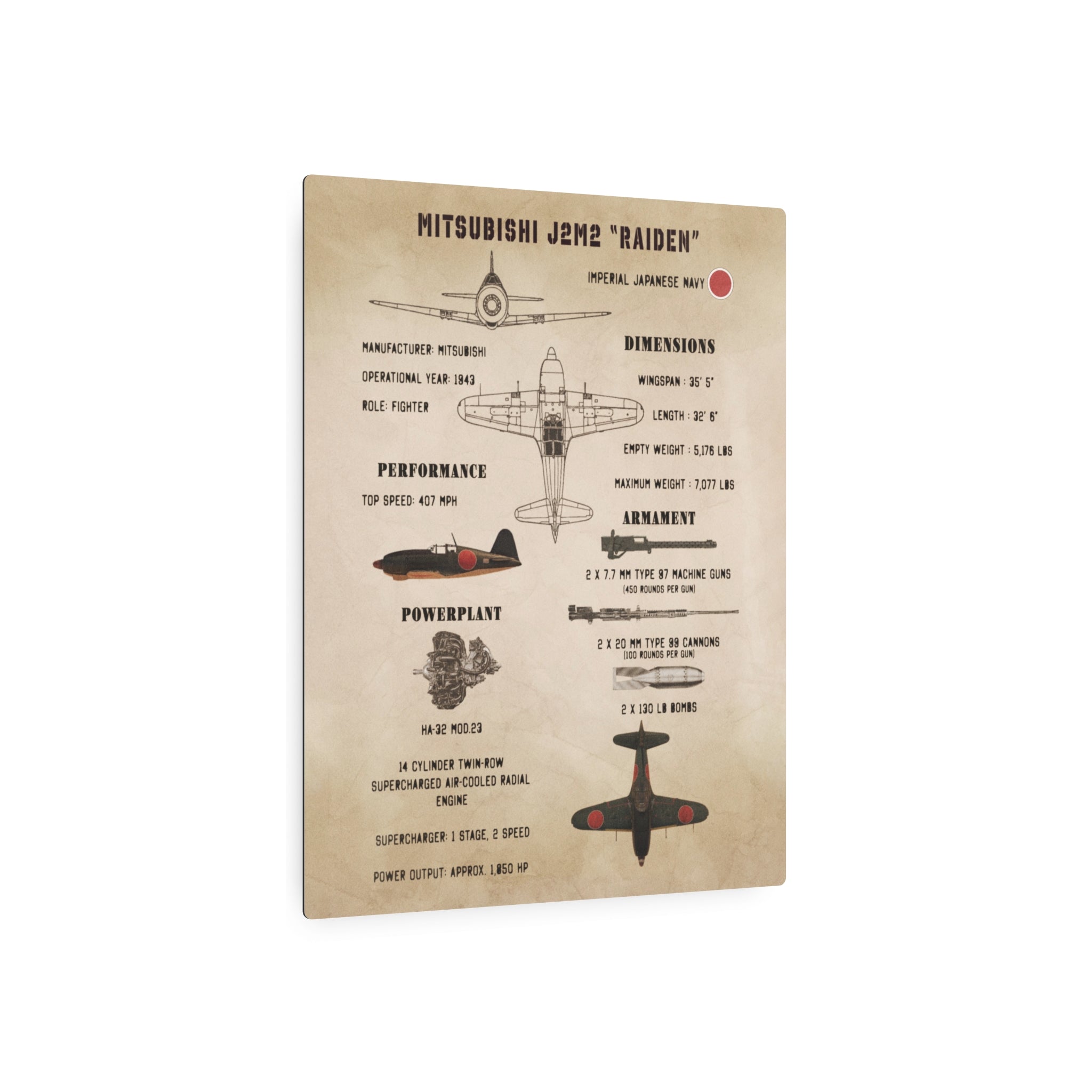 Metal Poster | J2M2 "Raiden" Specs
