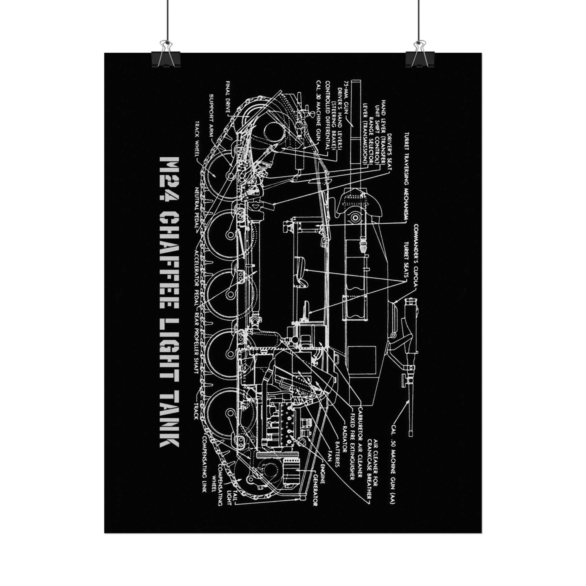 Vintage Glossy Poster | M24 Chaffee Tank Cutaway