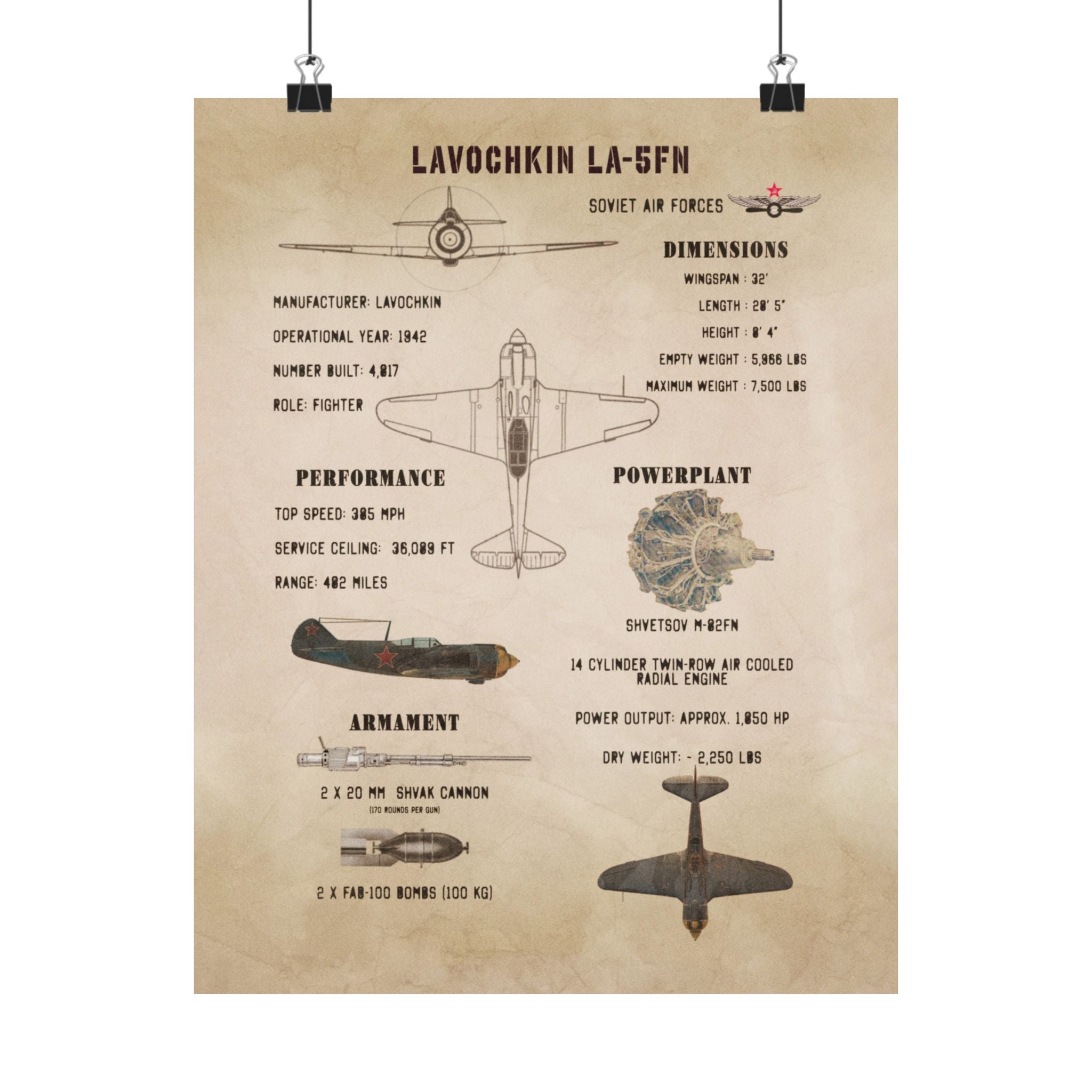 Matte Poster | Lavochkin La-5FN Specs