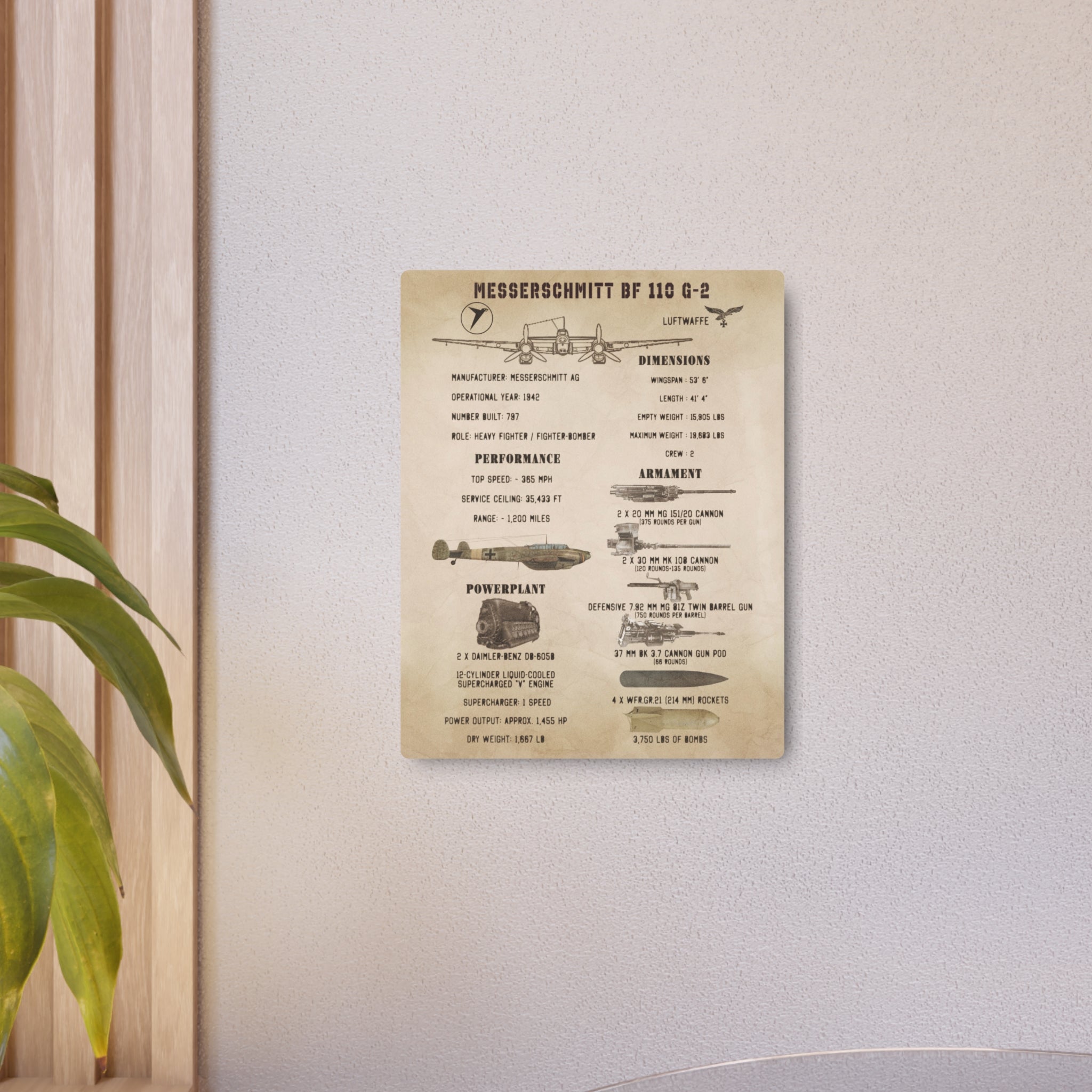 Metal Poster | Messerschmitt Bf 110 G-2 Specs