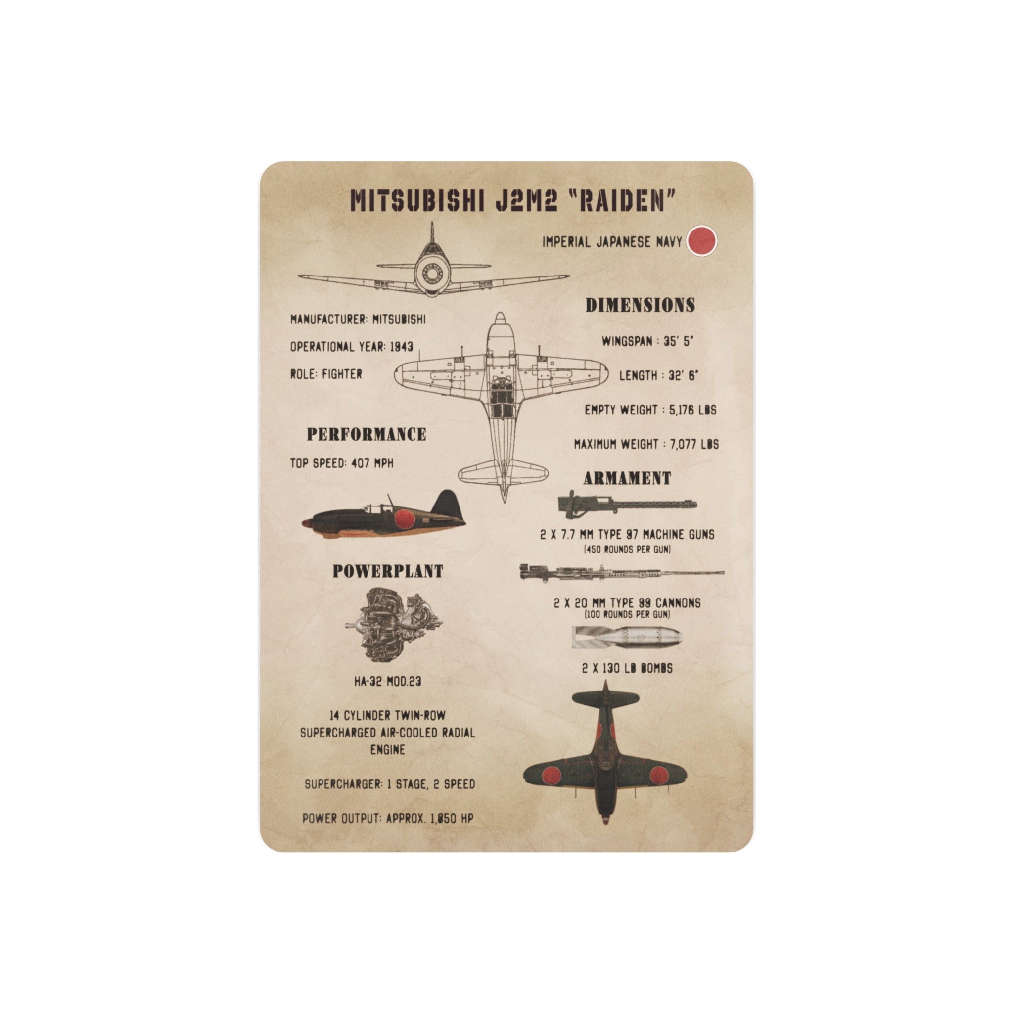 Metal Poster | J2M2 "Raiden" Specs