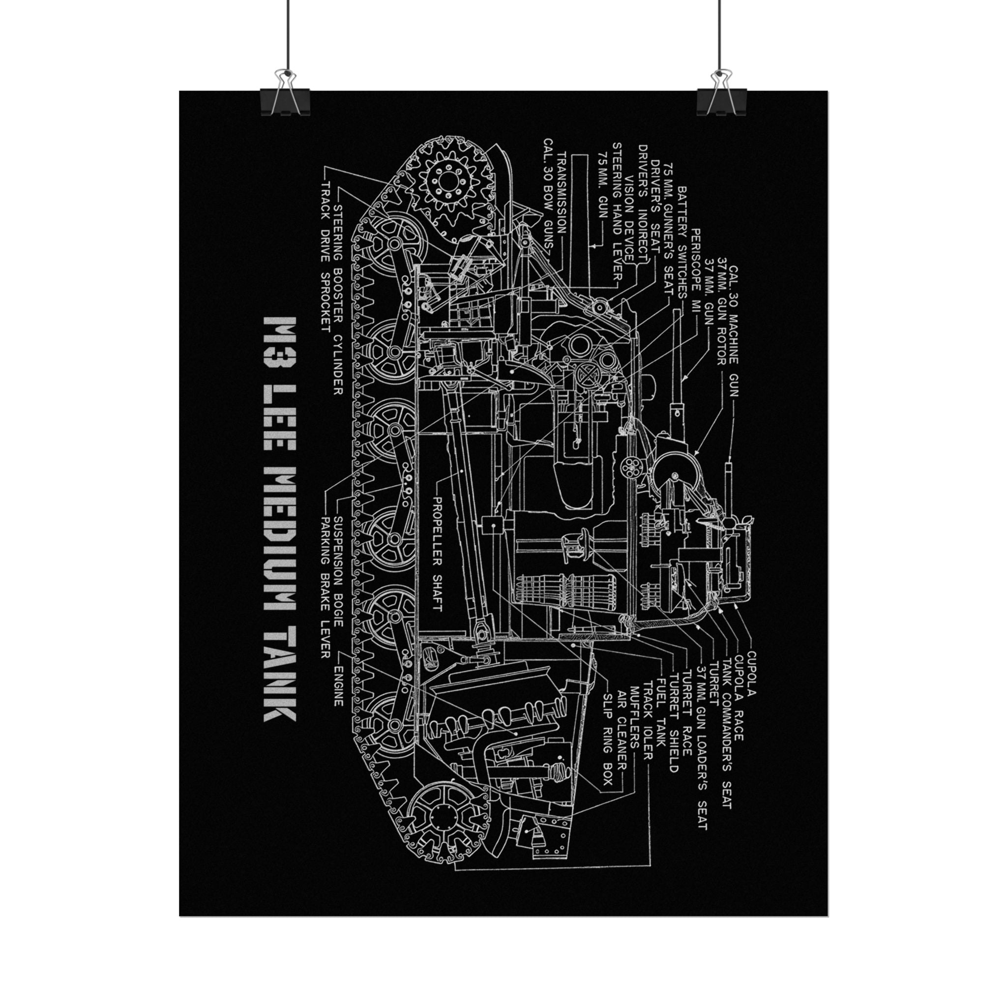 Vintage Glossy Poster | M3 Lee Tank Cutaway
