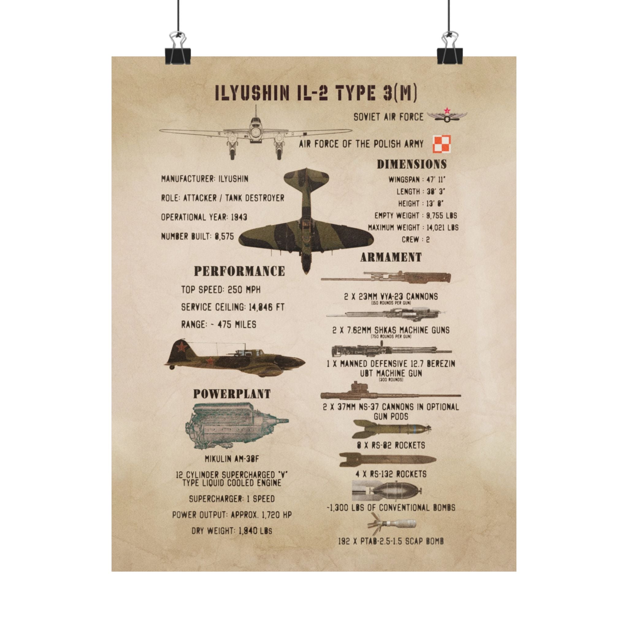 Matte Poster | Ilyushin IL-2 Type 3(M) Specs