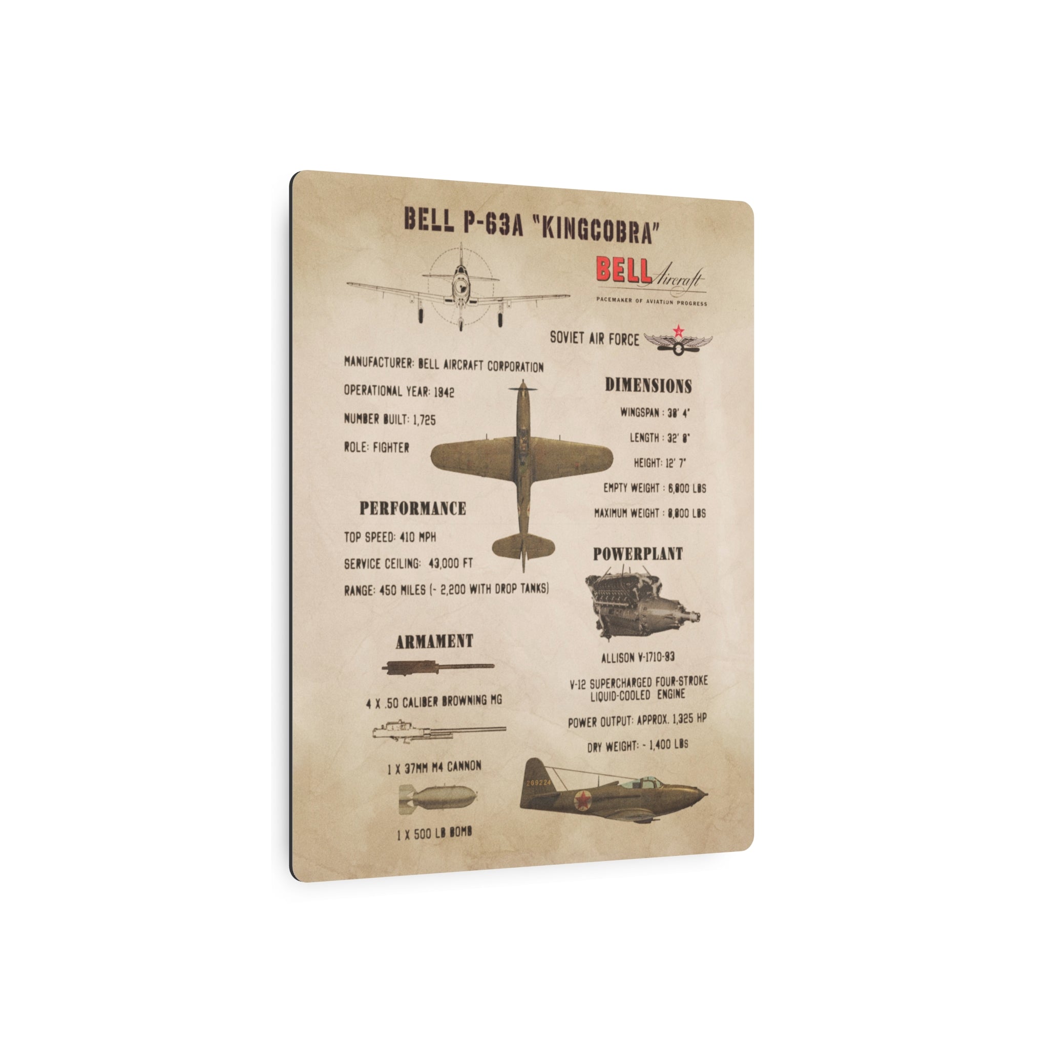 Metal Poster | P-63A "Kingcobra" Specs
