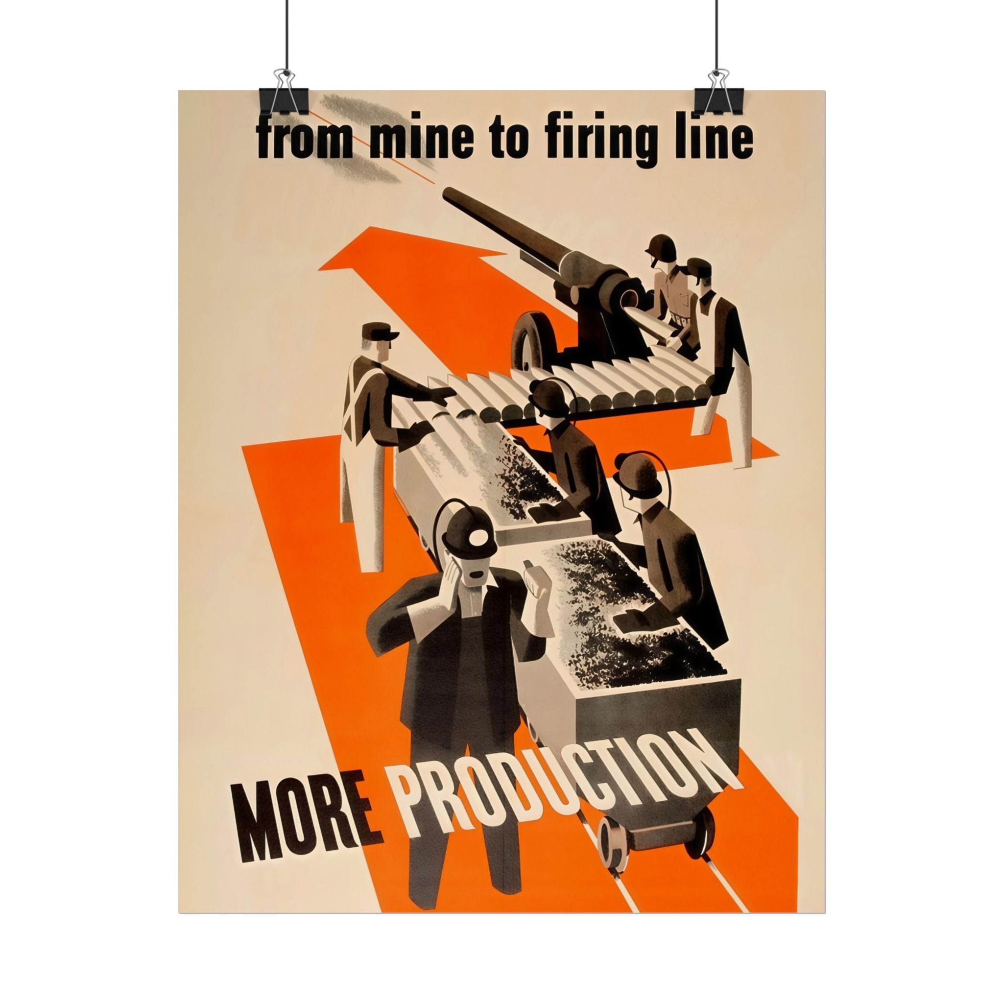 Vintage Glossy Poster | WW2 "Mine to firing Line" Propaganda Poster