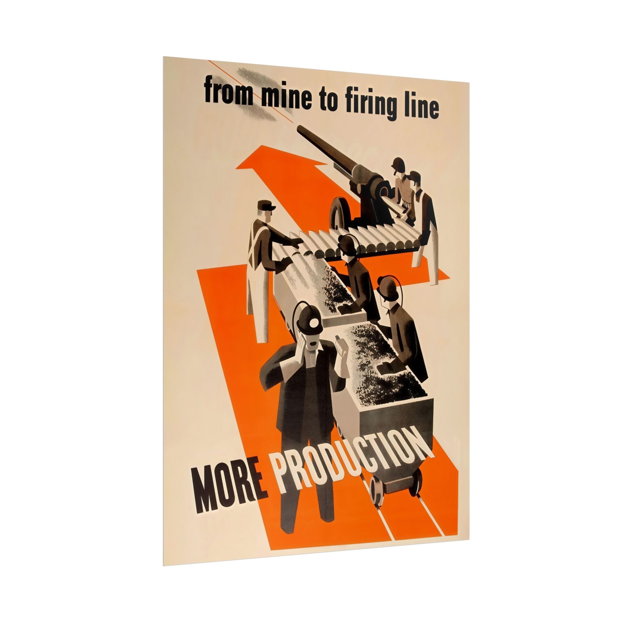 Vintage Glossy Poster | WW2 "Mine to firing Line" Propaganda Poster