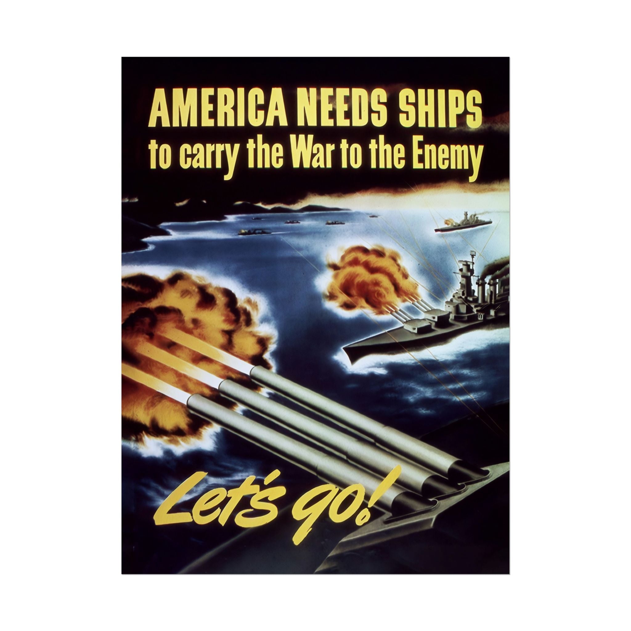 Vintage Glossy Poster | WW2 "America Needs Ships" Propaganda Poster