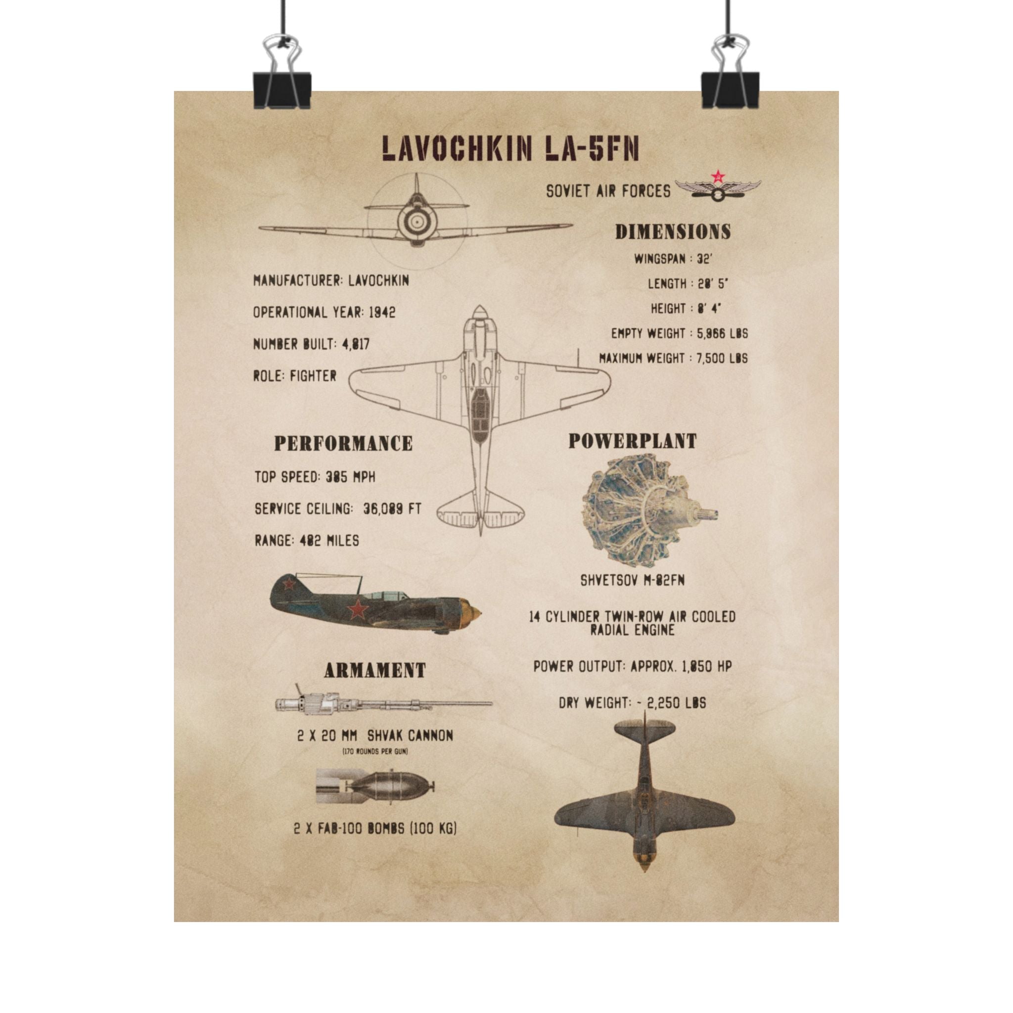 Matte Poster | Lavochkin La-5FN Specs