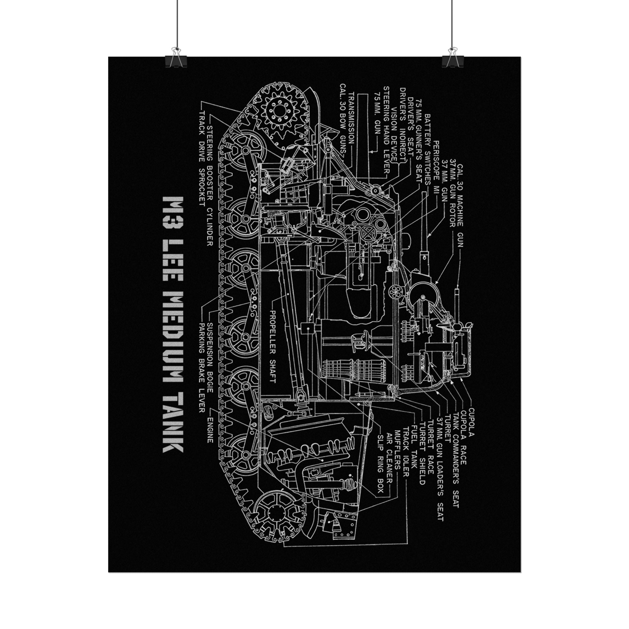 Vintage Glossy Poster | M3 Lee Tank Cutaway
