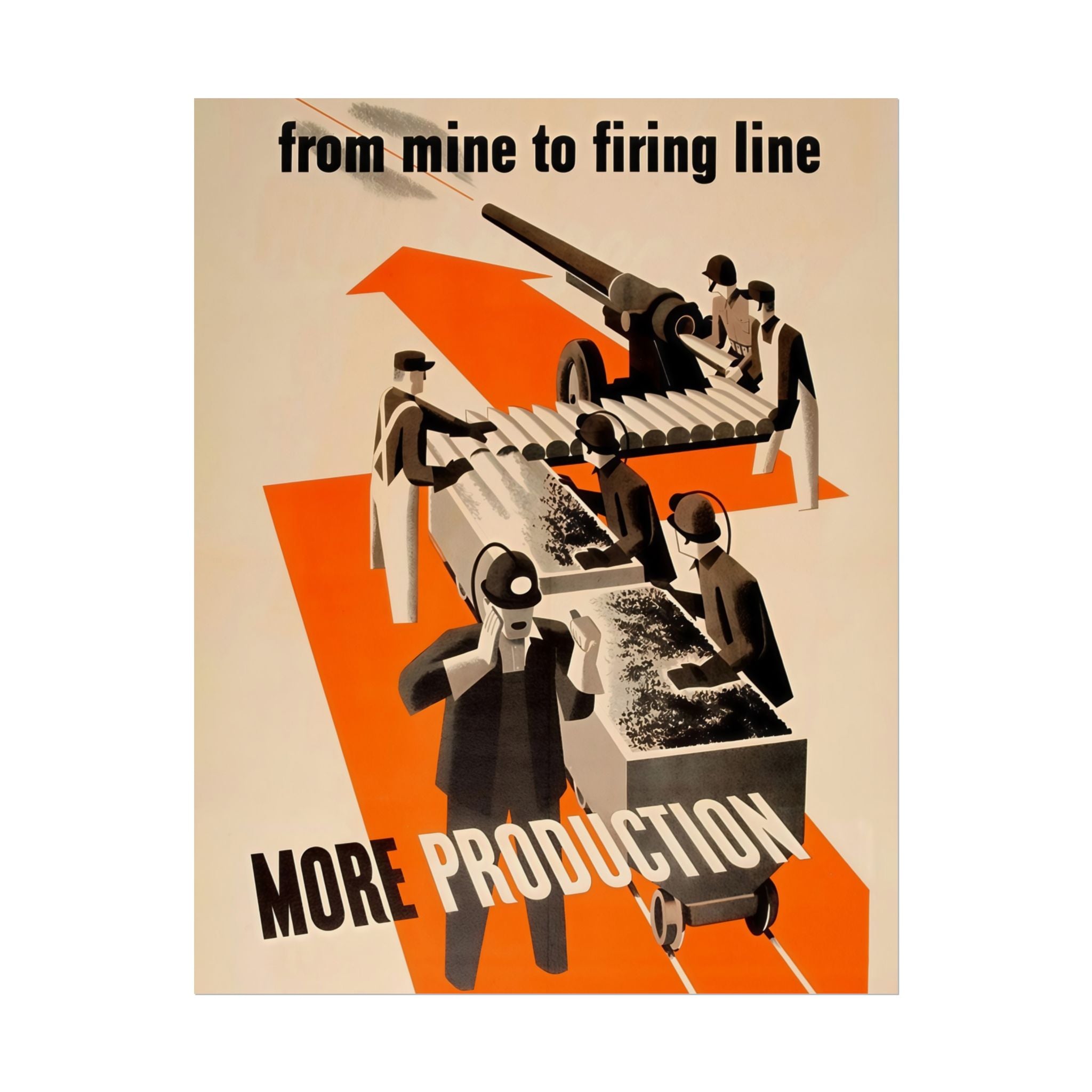 Vintage Glossy Poster | WW2 "Mine to firing Line" Propaganda Poster
