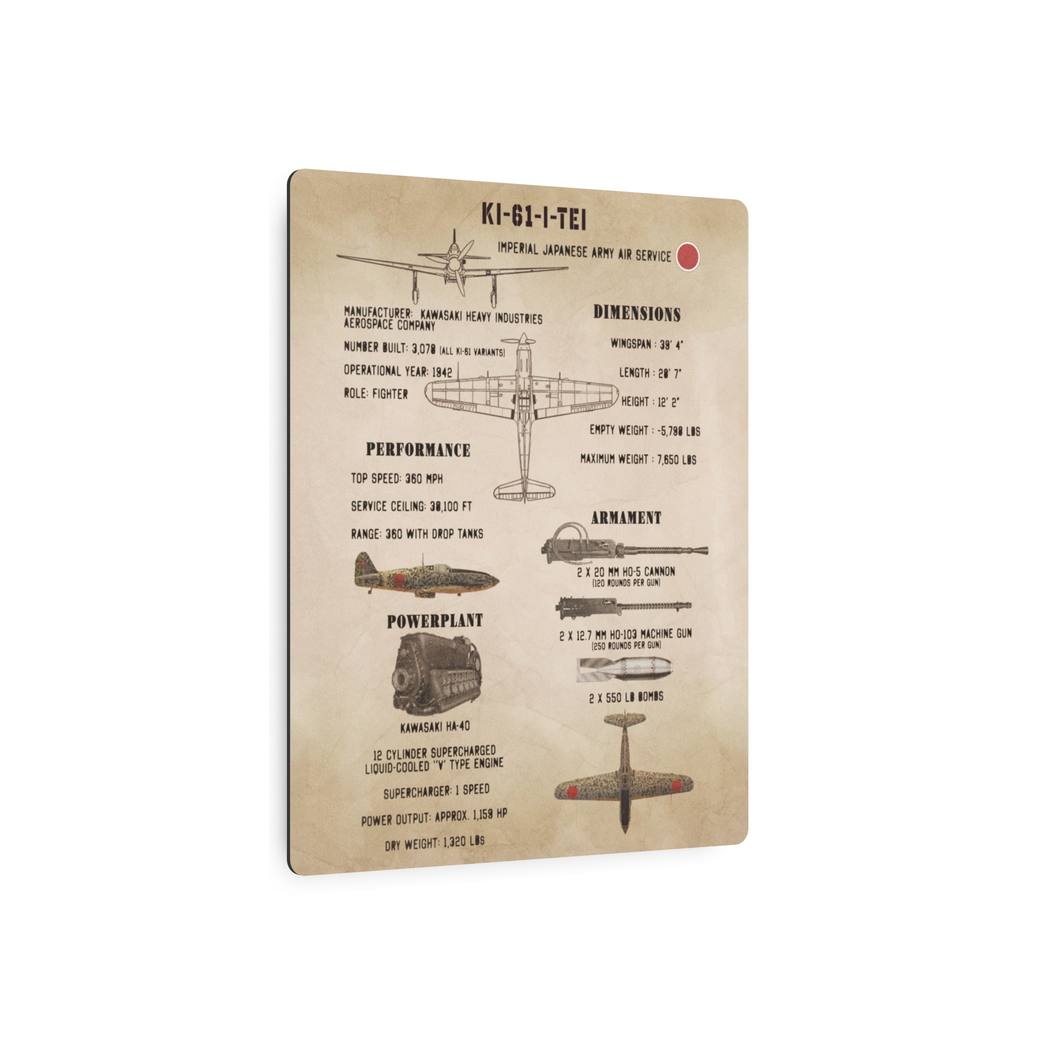Metal Poster | Ki-61-I Tei Specs