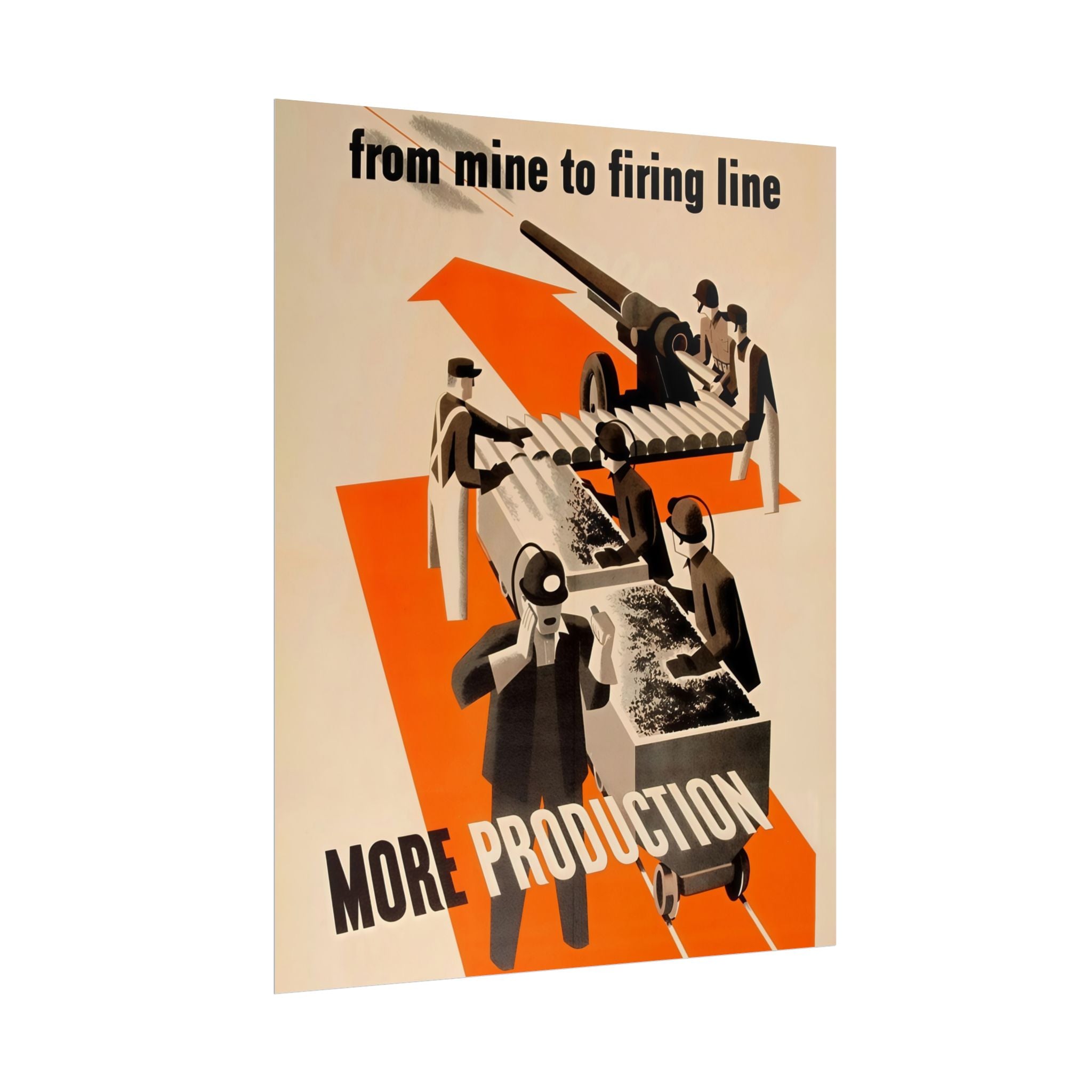 Vintage Glossy Poster | WW2 "Mine to firing Line" Propaganda Poster