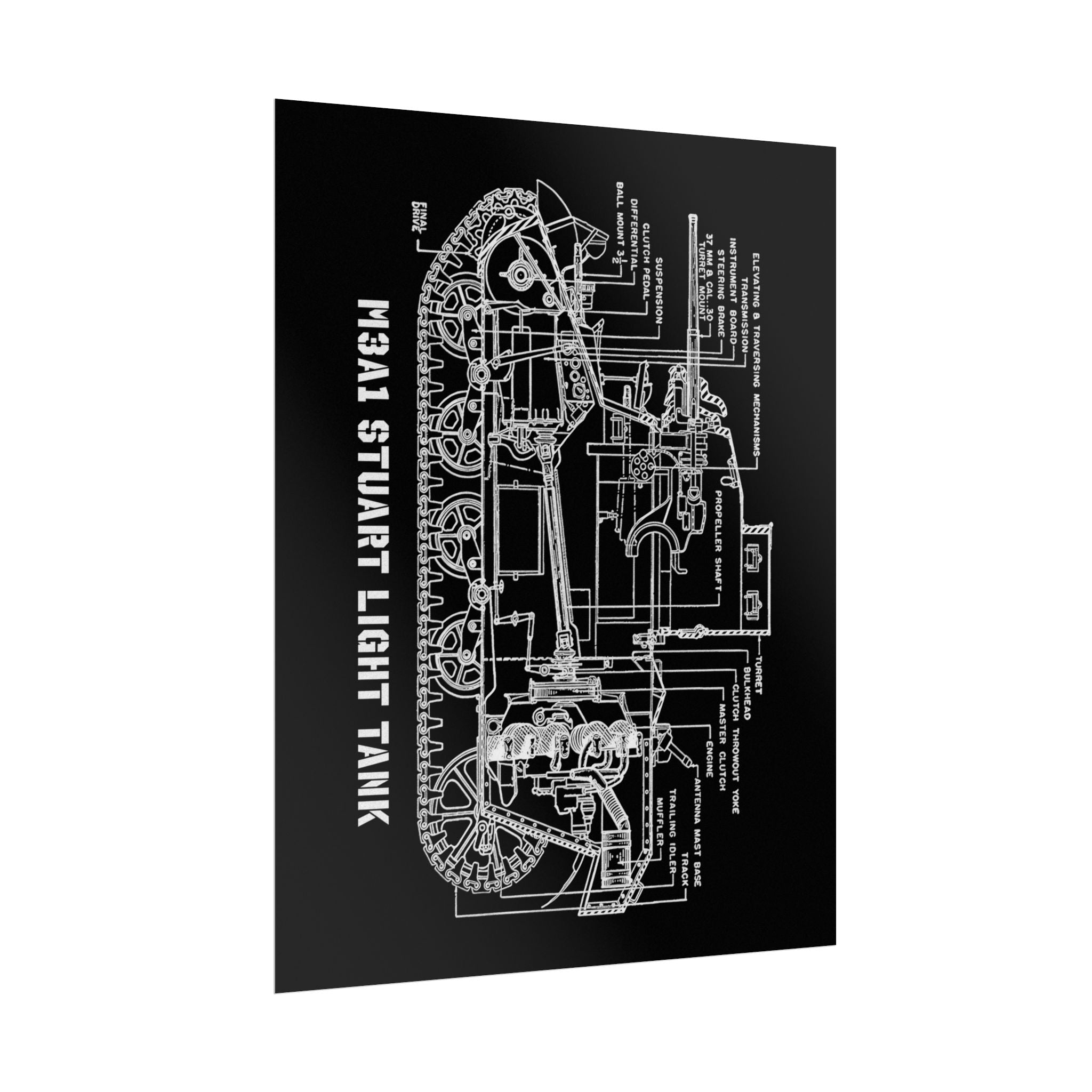 Vintage Glossy Poster | M3A1 Stuart Tank Cutaway