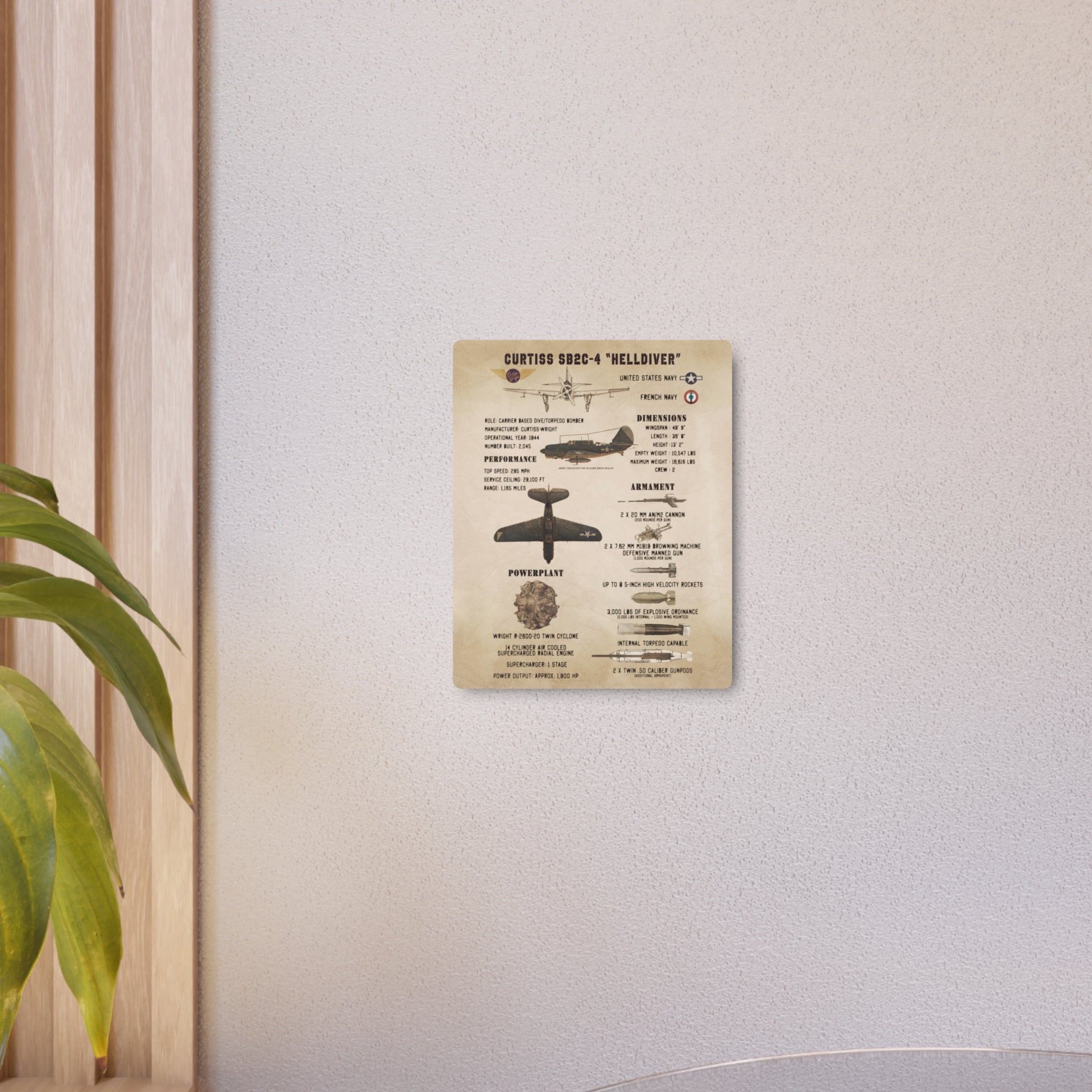 Metal Poster | Curtiss SB2C-4 "Helldiver" Specs