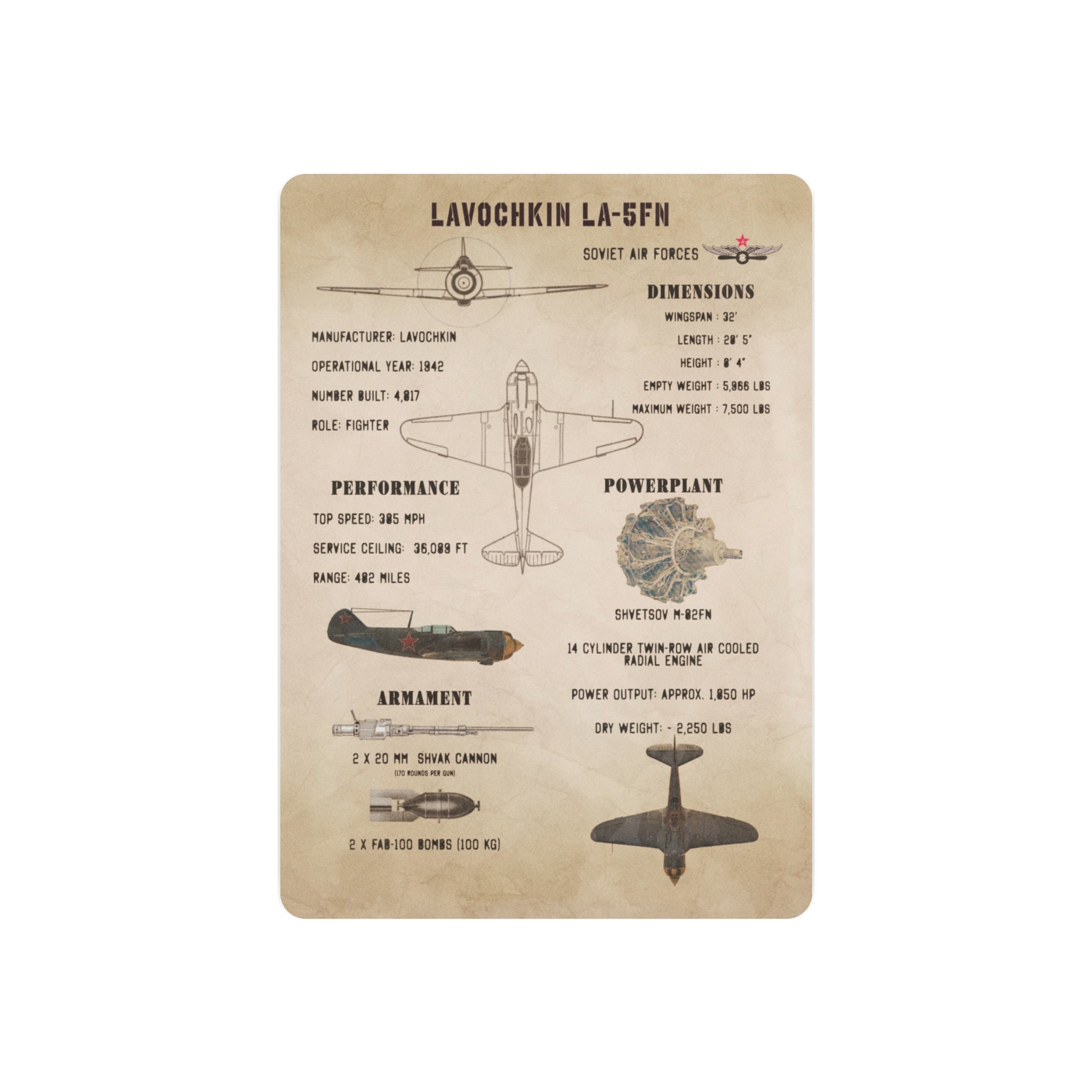 Metal Poster | Lavochkin La-5FN Specs
