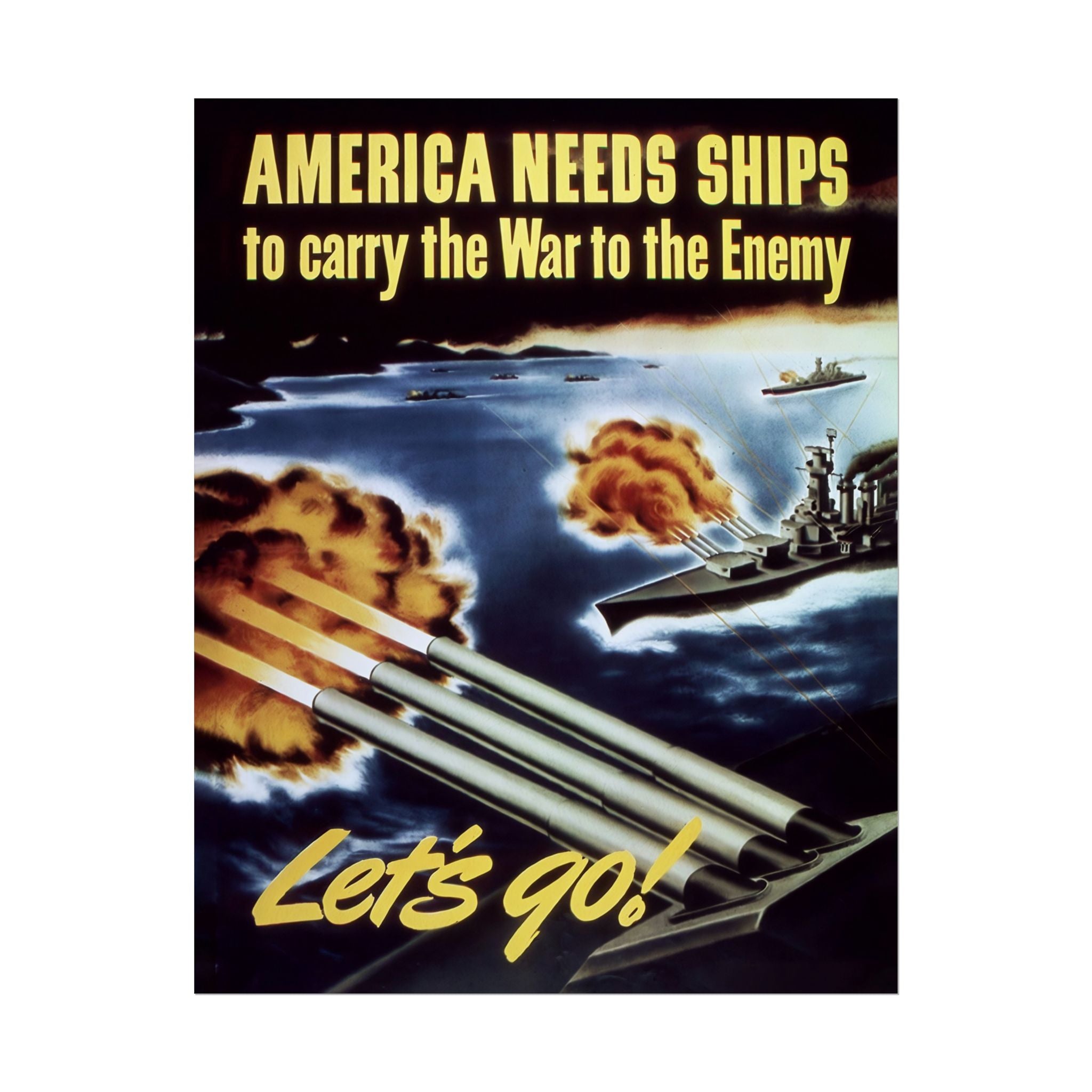 Vintage Glossy Poster | WW2 "America Needs Ships" Propaganda Poster
