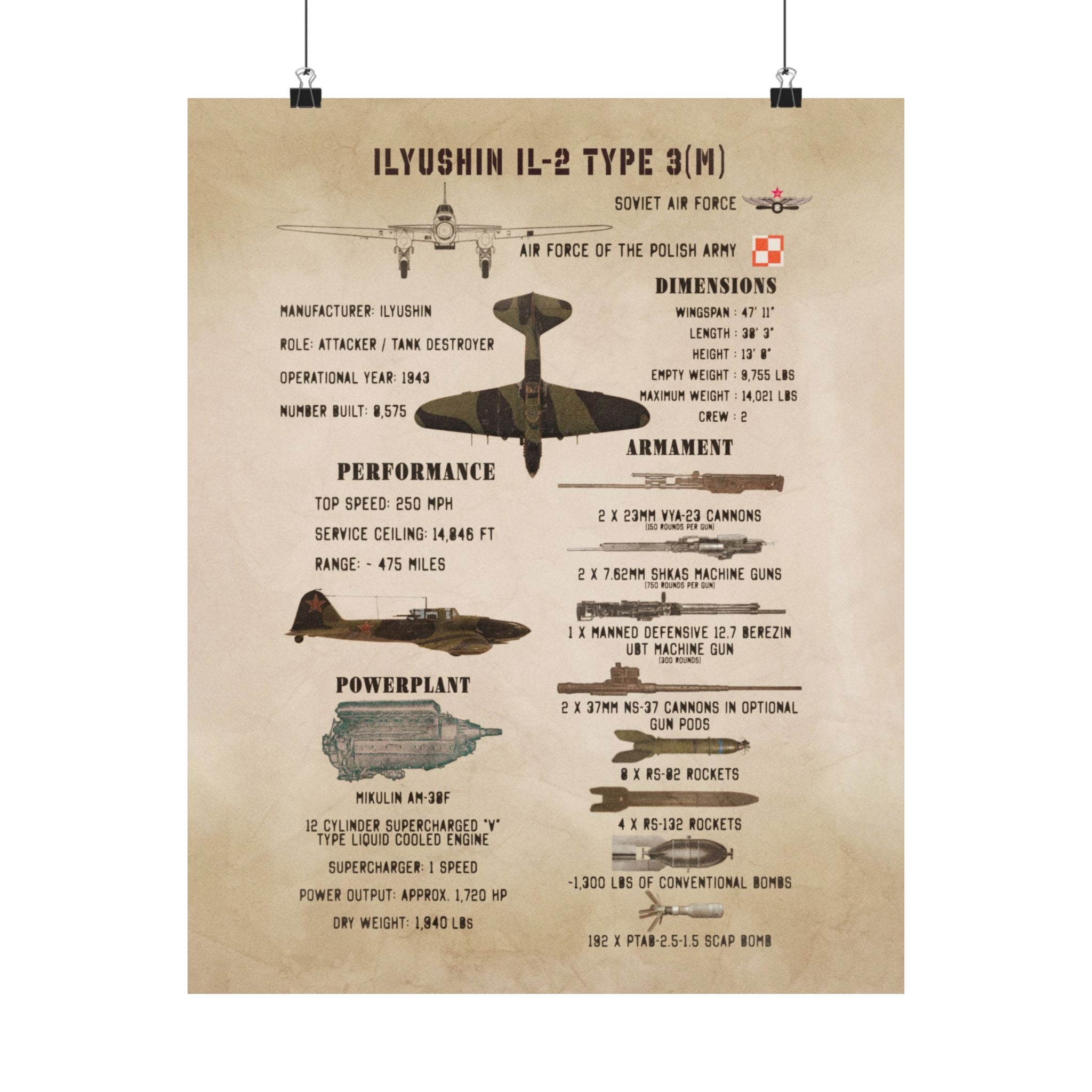 Matte Poster | Ilyushin IL-2 Type 3(M) Specs