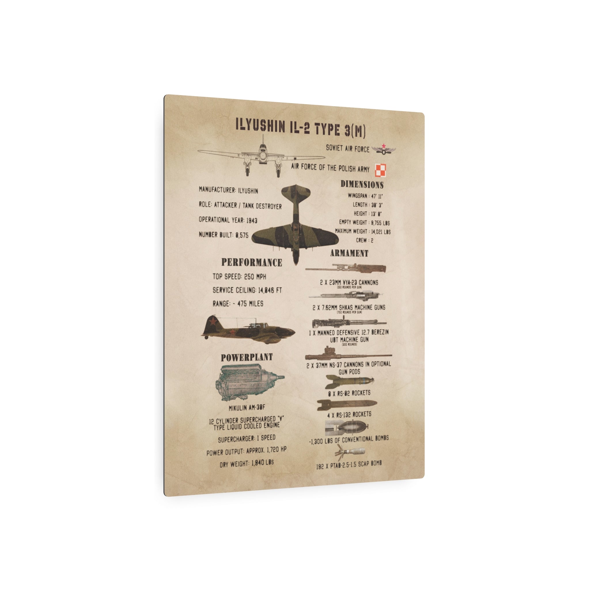 Metal Poster | Ilyushin IL-2 Type 3(M) Specs