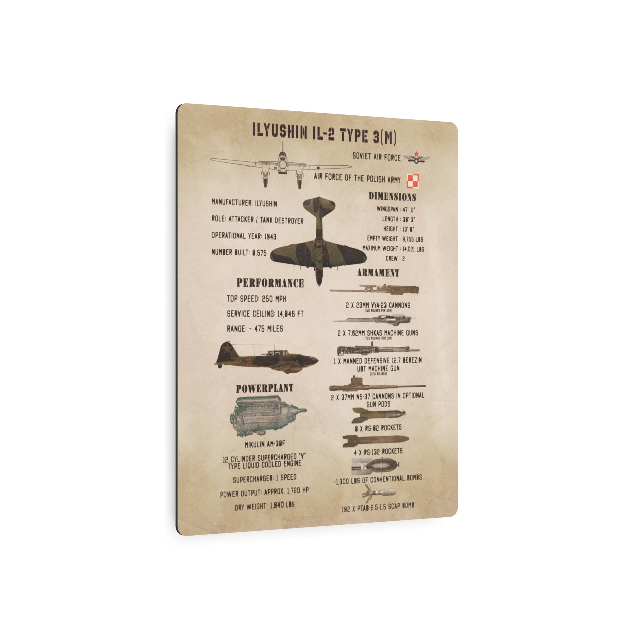 Metal Poster | Ilyushin IL-2 Type 3(M) Specs