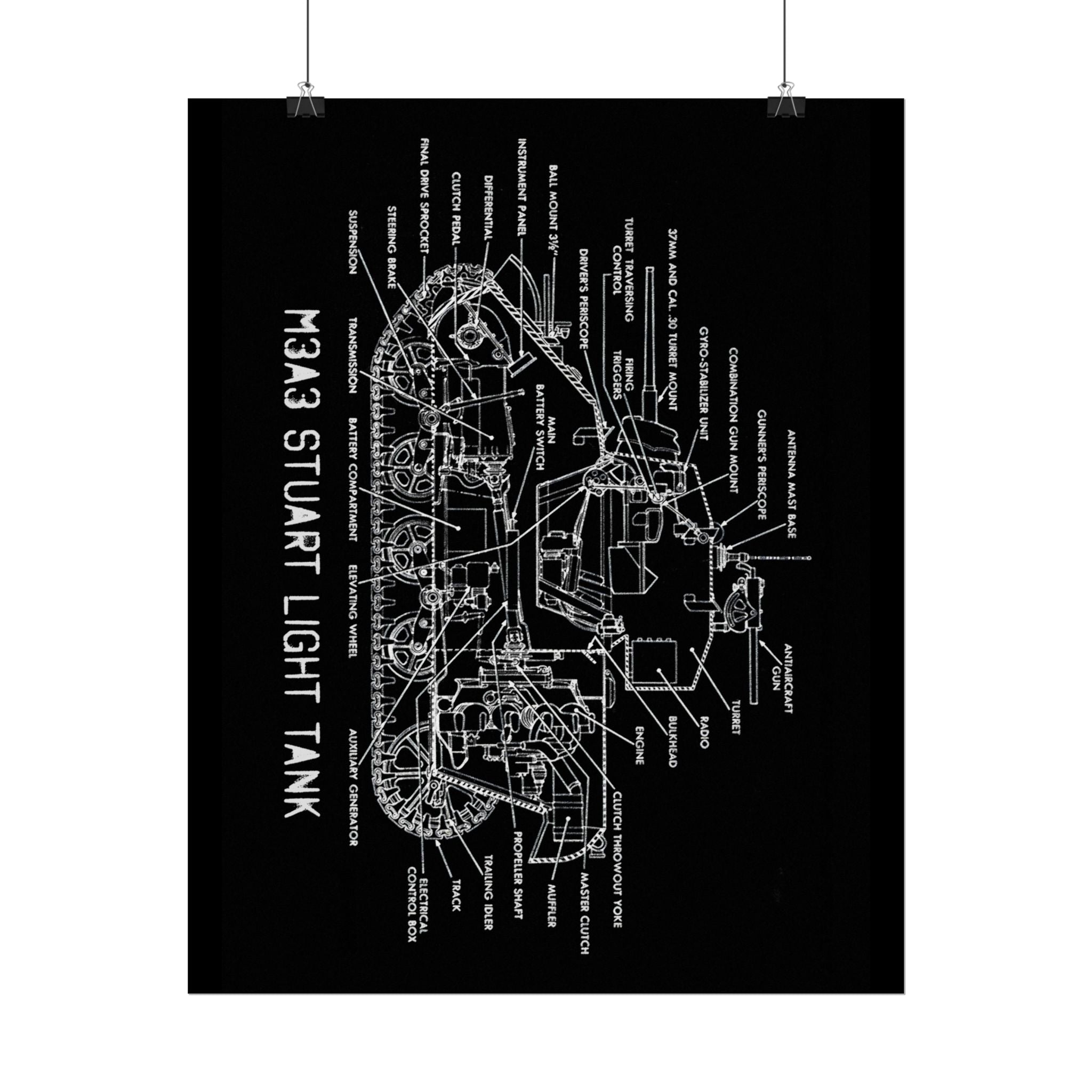 Vintage Glossy Poster | M3A3 Stuart Tank Cutaway