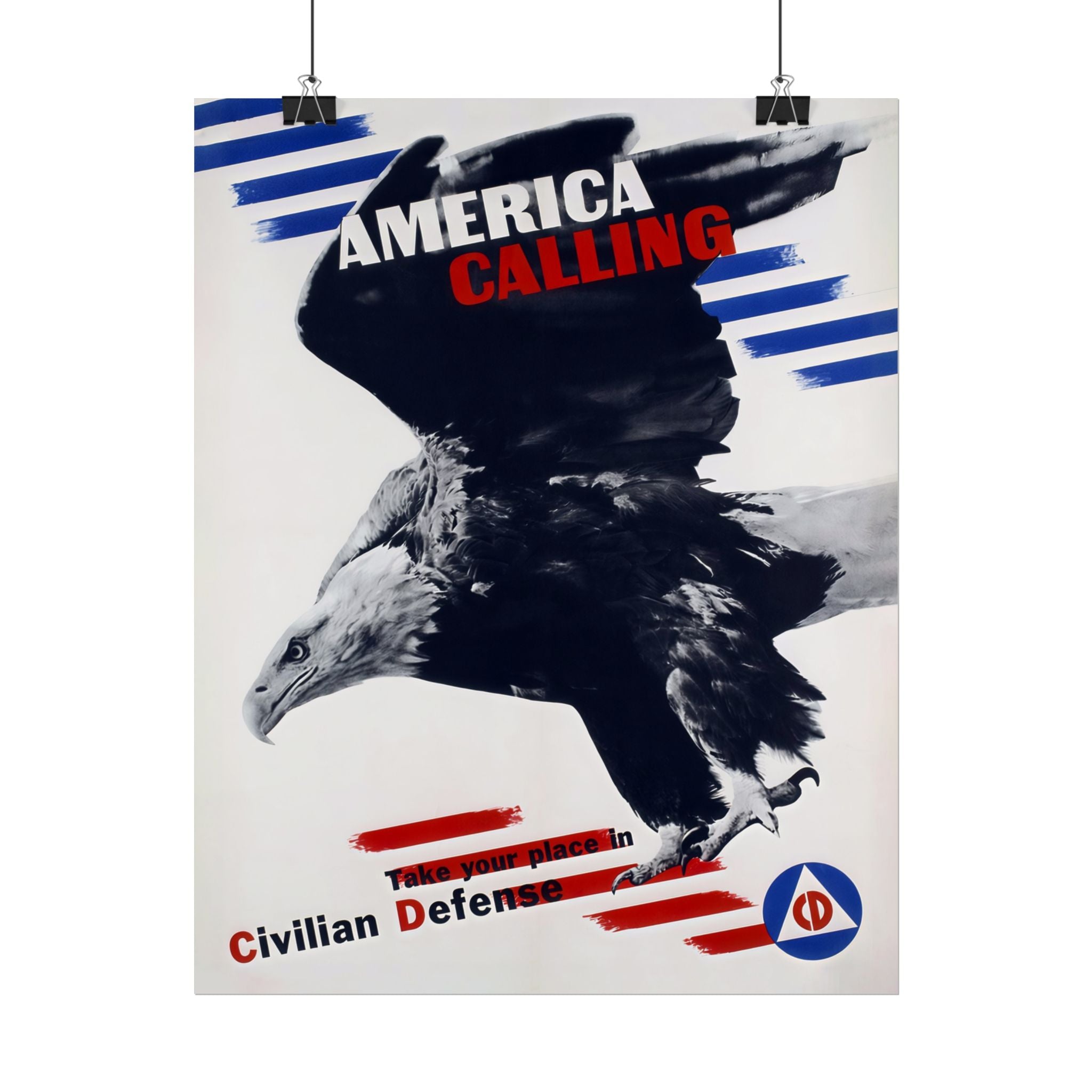 Vintage Glossy Poster | WW2 "America Calling" Civilian Defense Poster