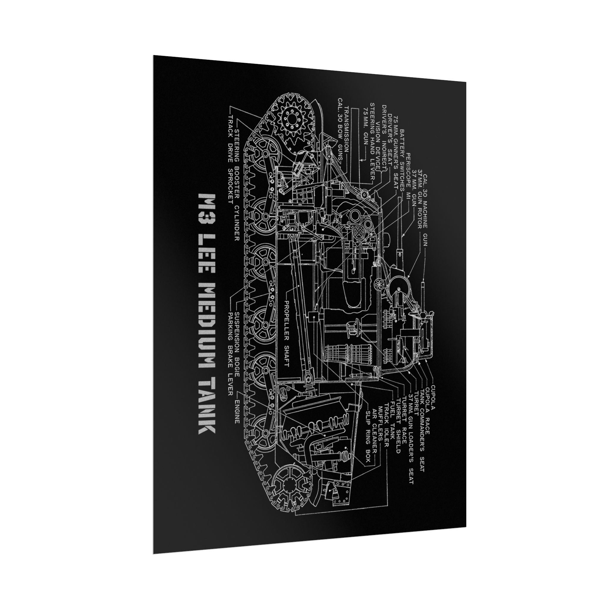 Vintage Glossy Poster | M3 Lee Tank Cutaway