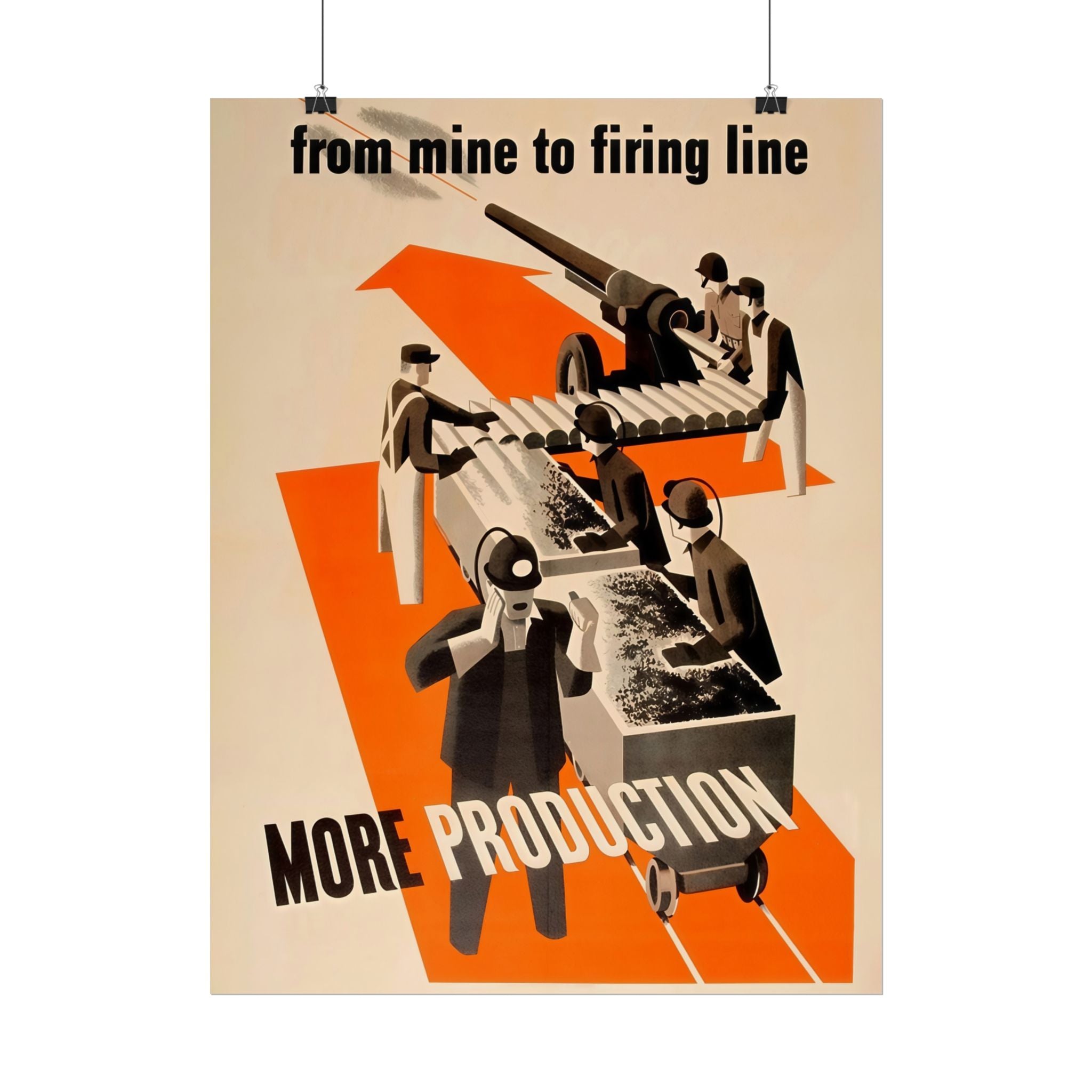 Vintage Glossy Poster | WW2 "Mine to firing Line" Propaganda Poster