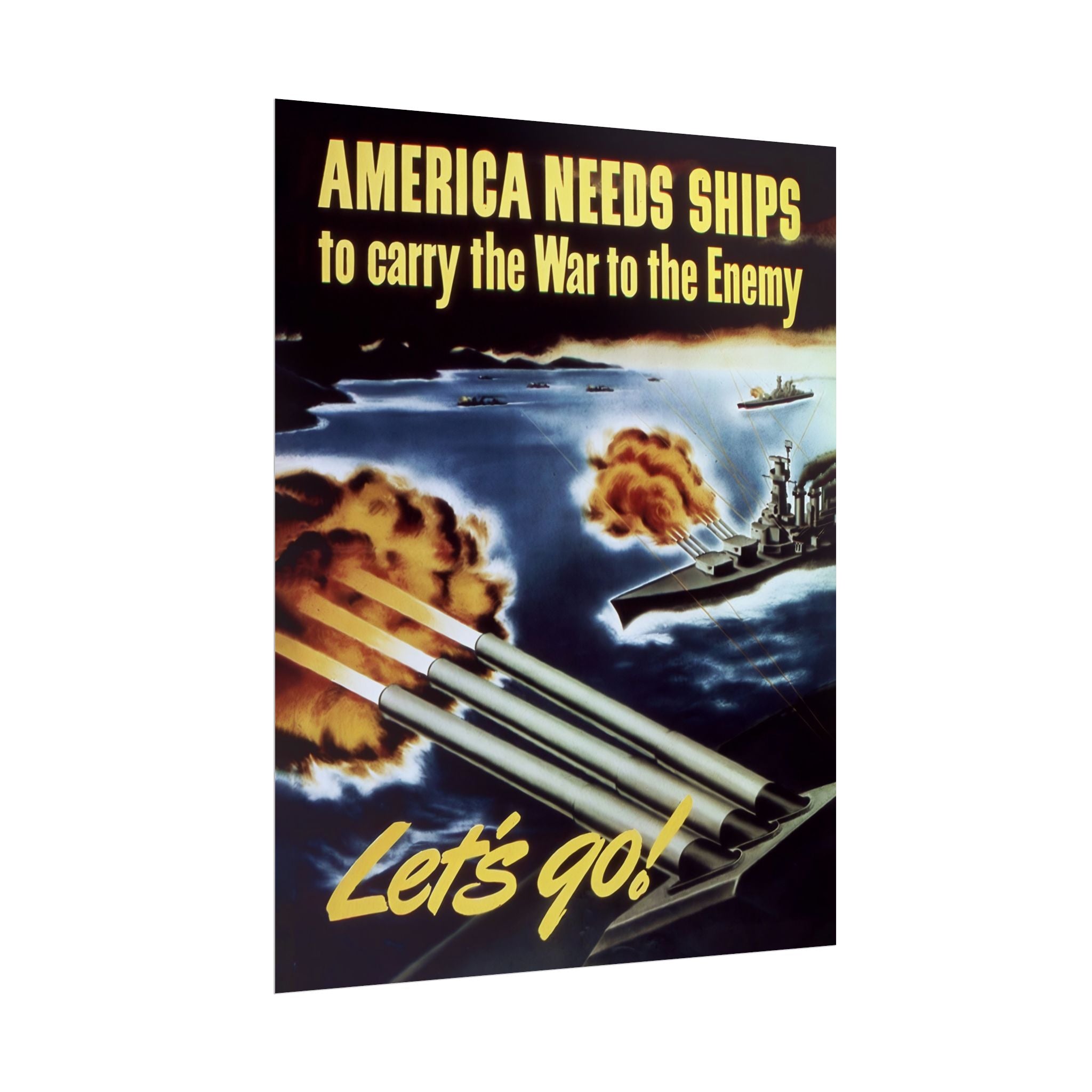 Vintage Glossy Poster | WW2 "America Needs Ships" Propaganda Poster