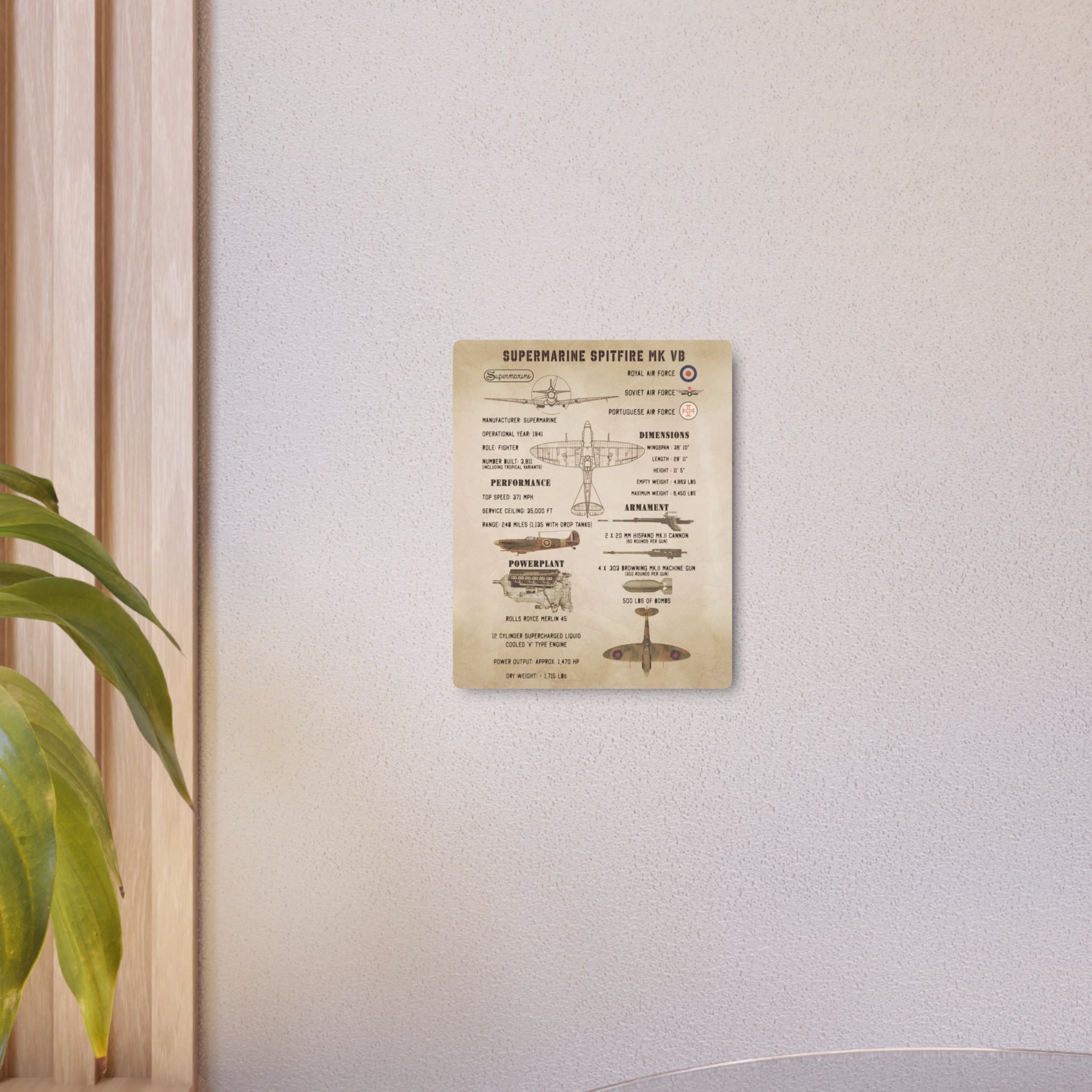 Metal Poster | Spitfire Mk Vb Specs