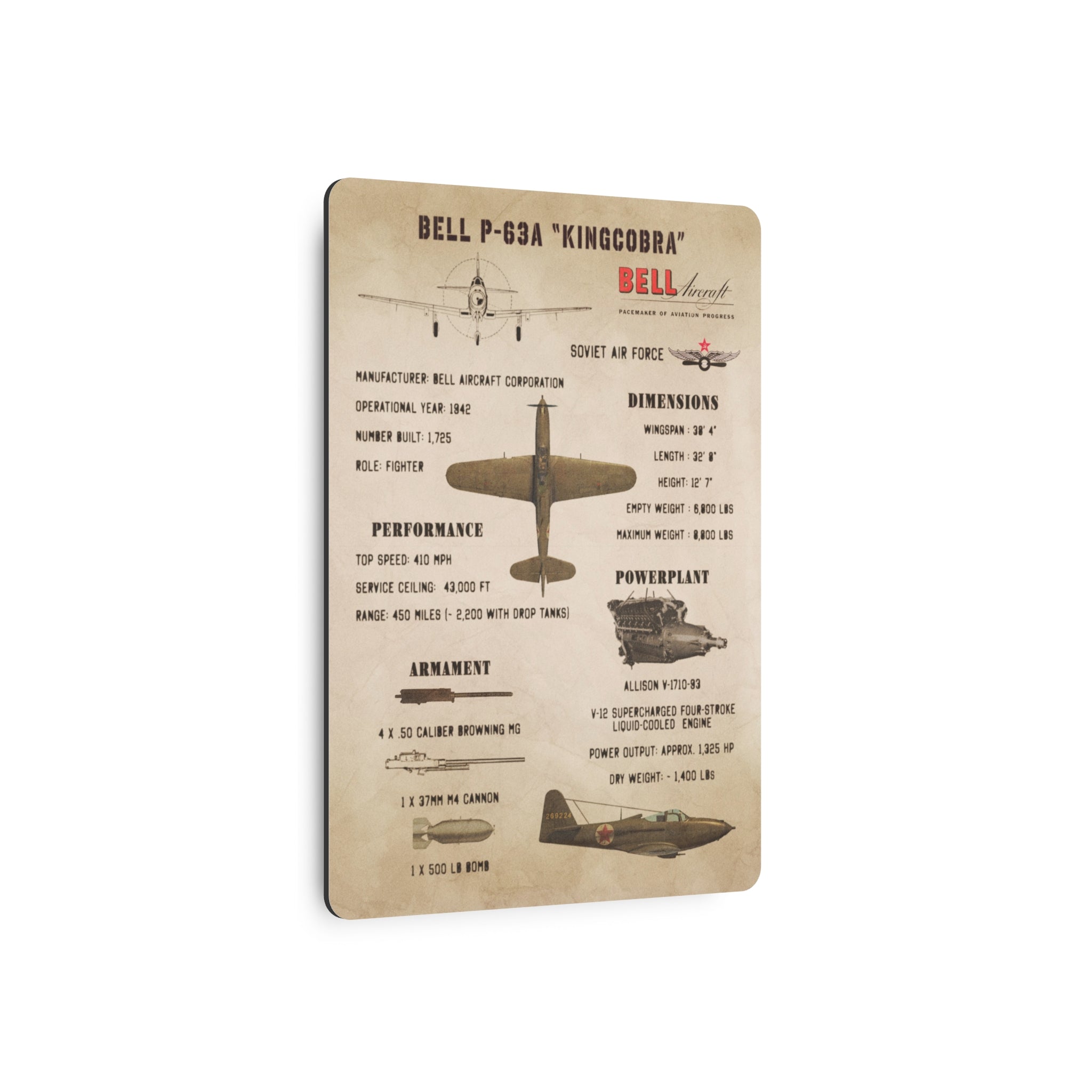 Metal Poster | P-63A "Kingcobra" Specs
