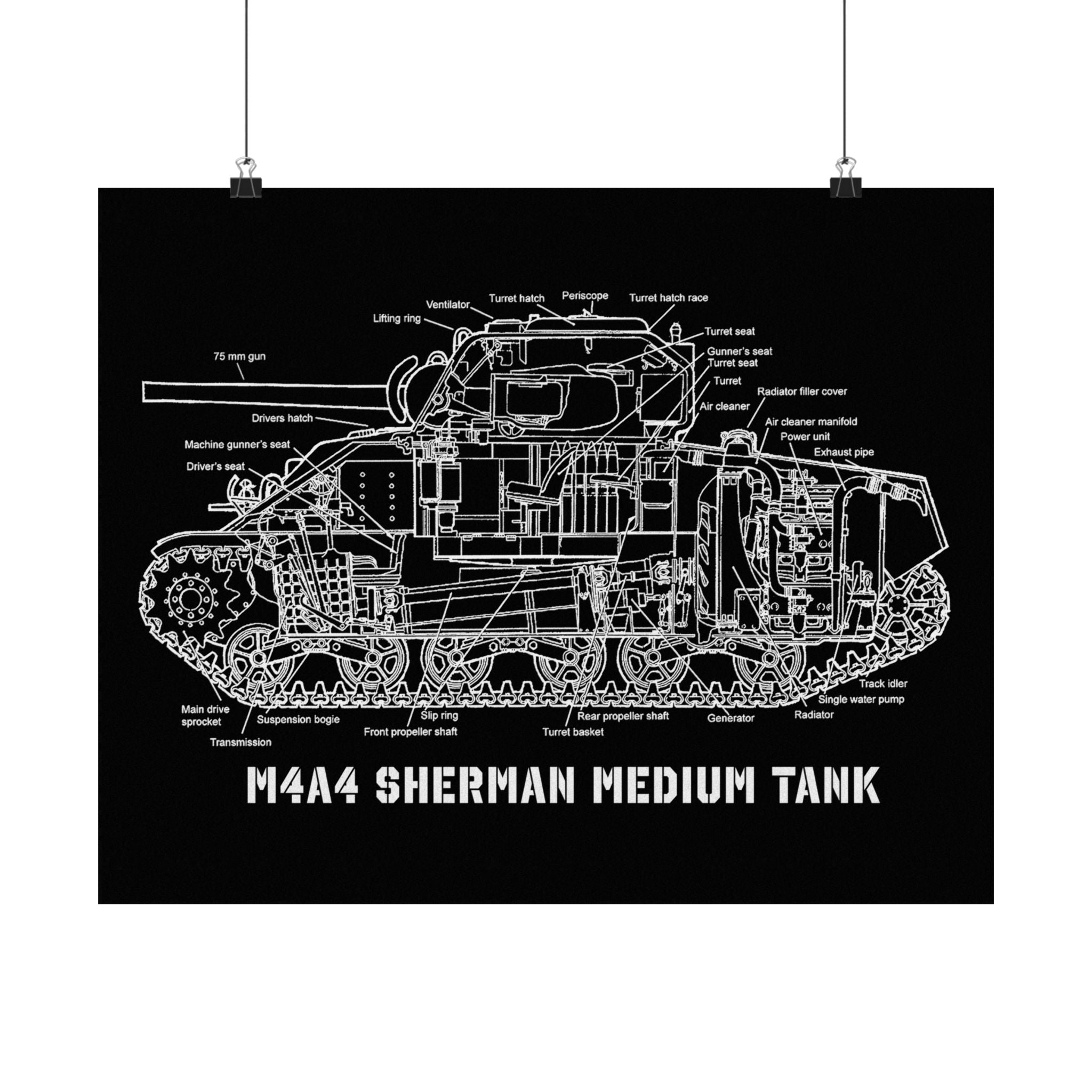 Matte Poster | M4A4 Sherman Tank Cutaway